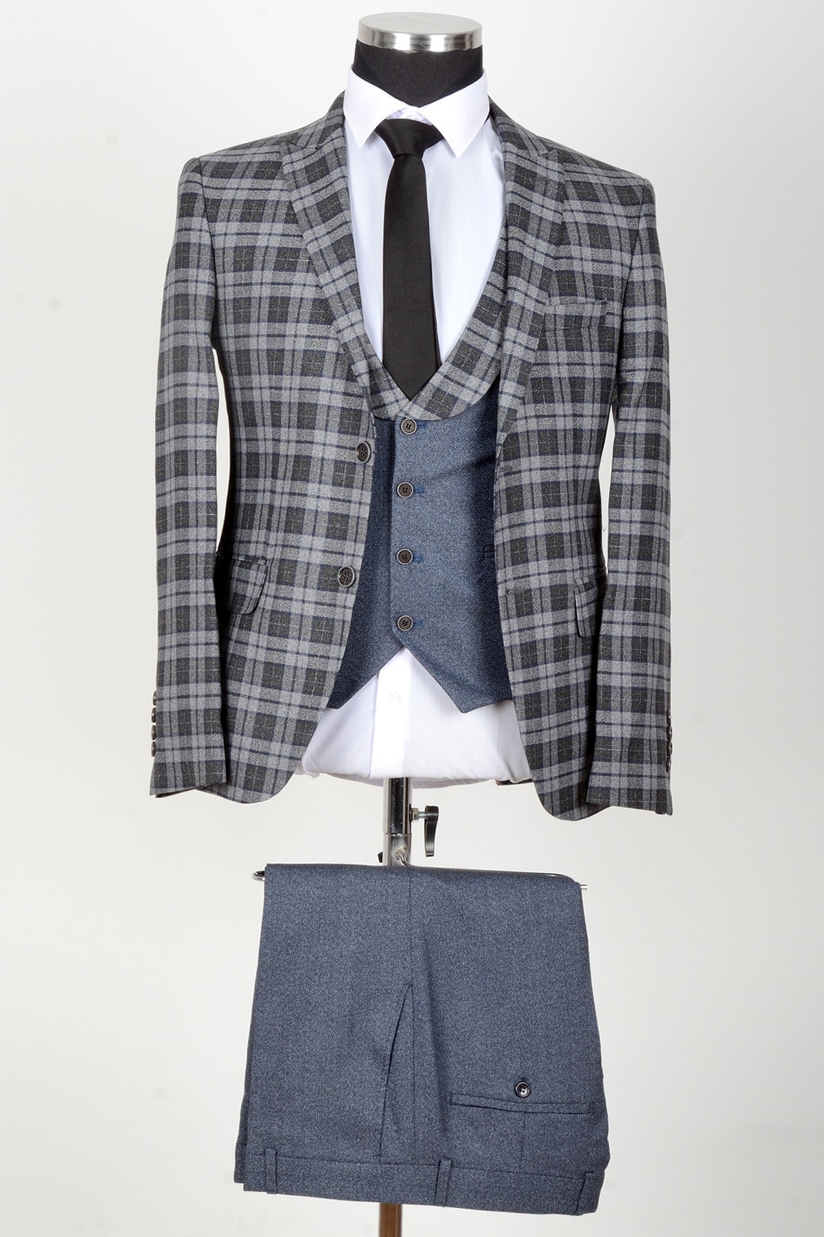 VİZYONER Erkek Gri Kombin Takım Elbise