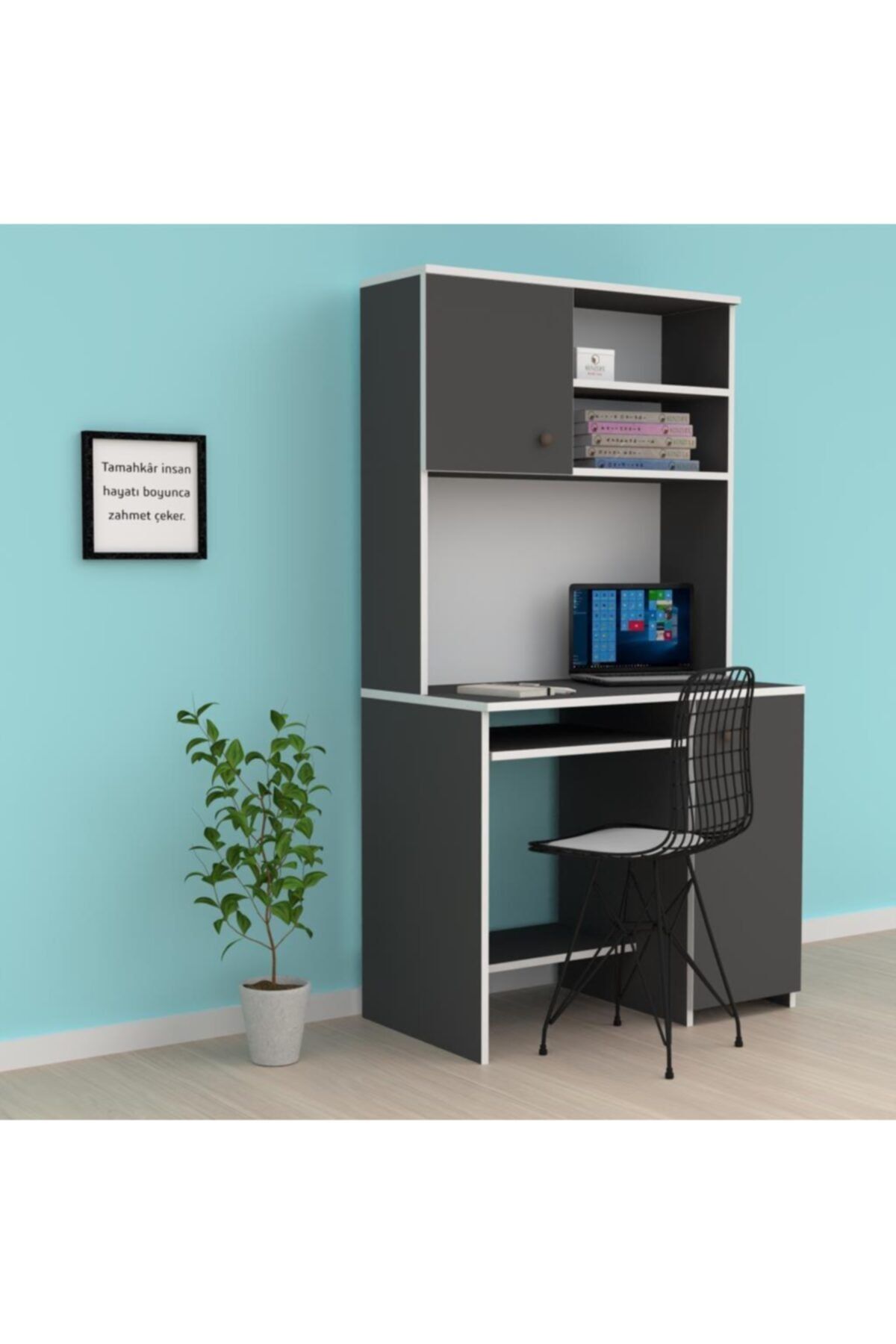 Kenzlife bilgisayar çalışma masası sekendiz 165*090*60 gri ofis sekreter laptop