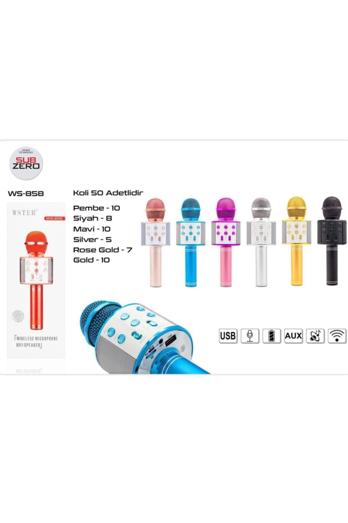 Samsung Karaoke Bluetooth Mikrofonu Aux Sd Card Girişli Ws-858