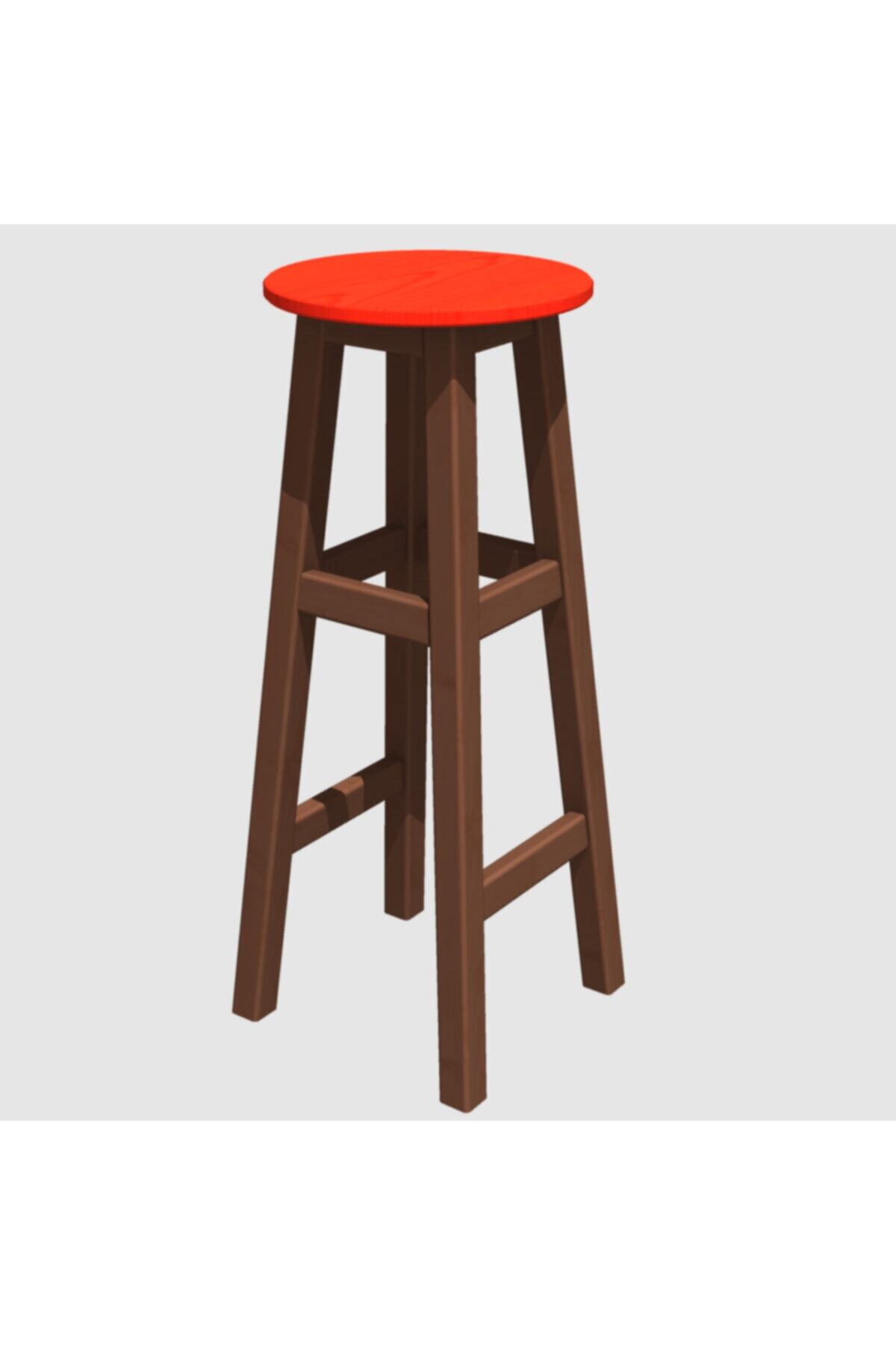 Arbre Kırmızı  85cm Maun Iskelet  Bar Taburesi