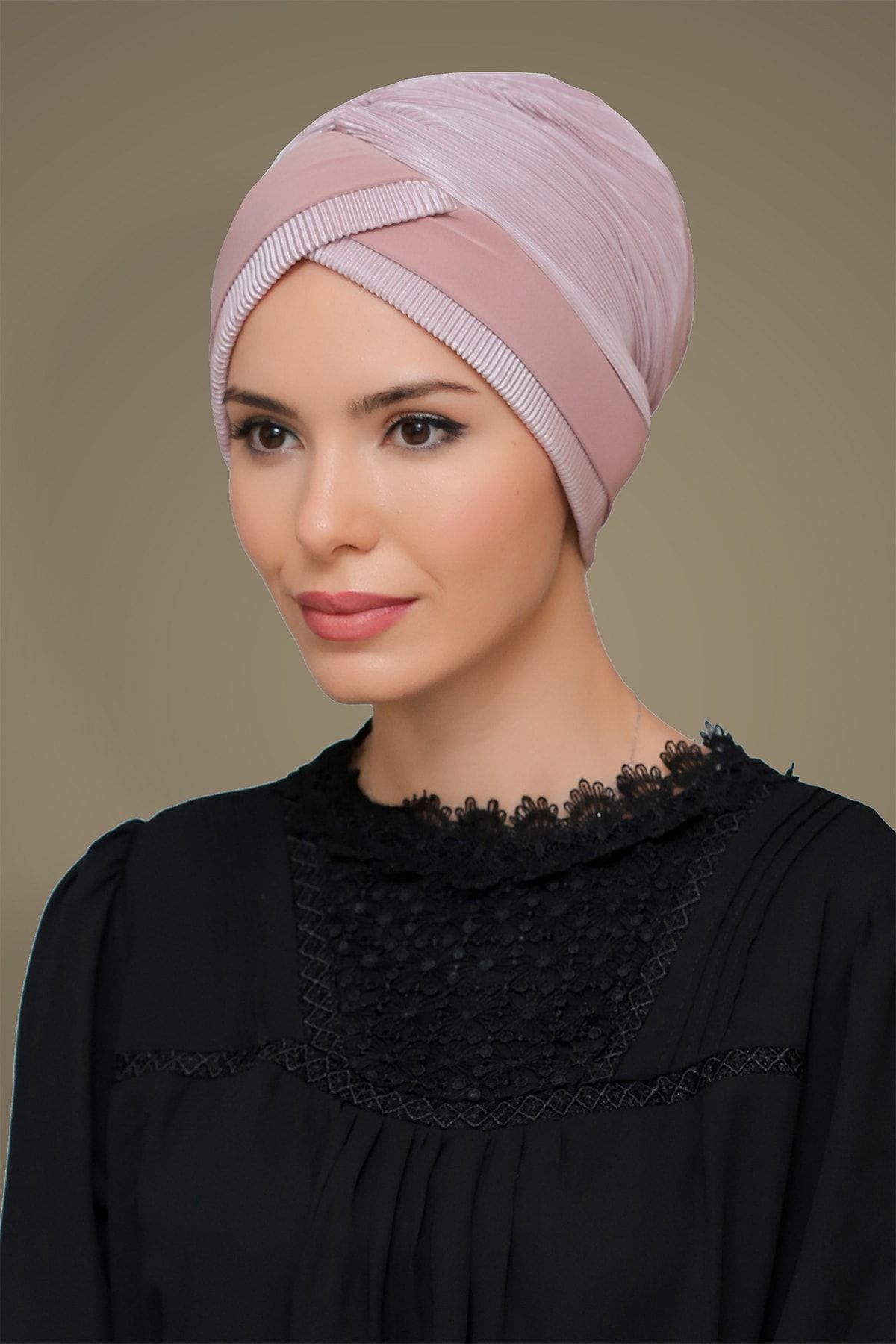 HÜRREM BONE Kadın Pudra Piliseli Ikili Çapraz Bone