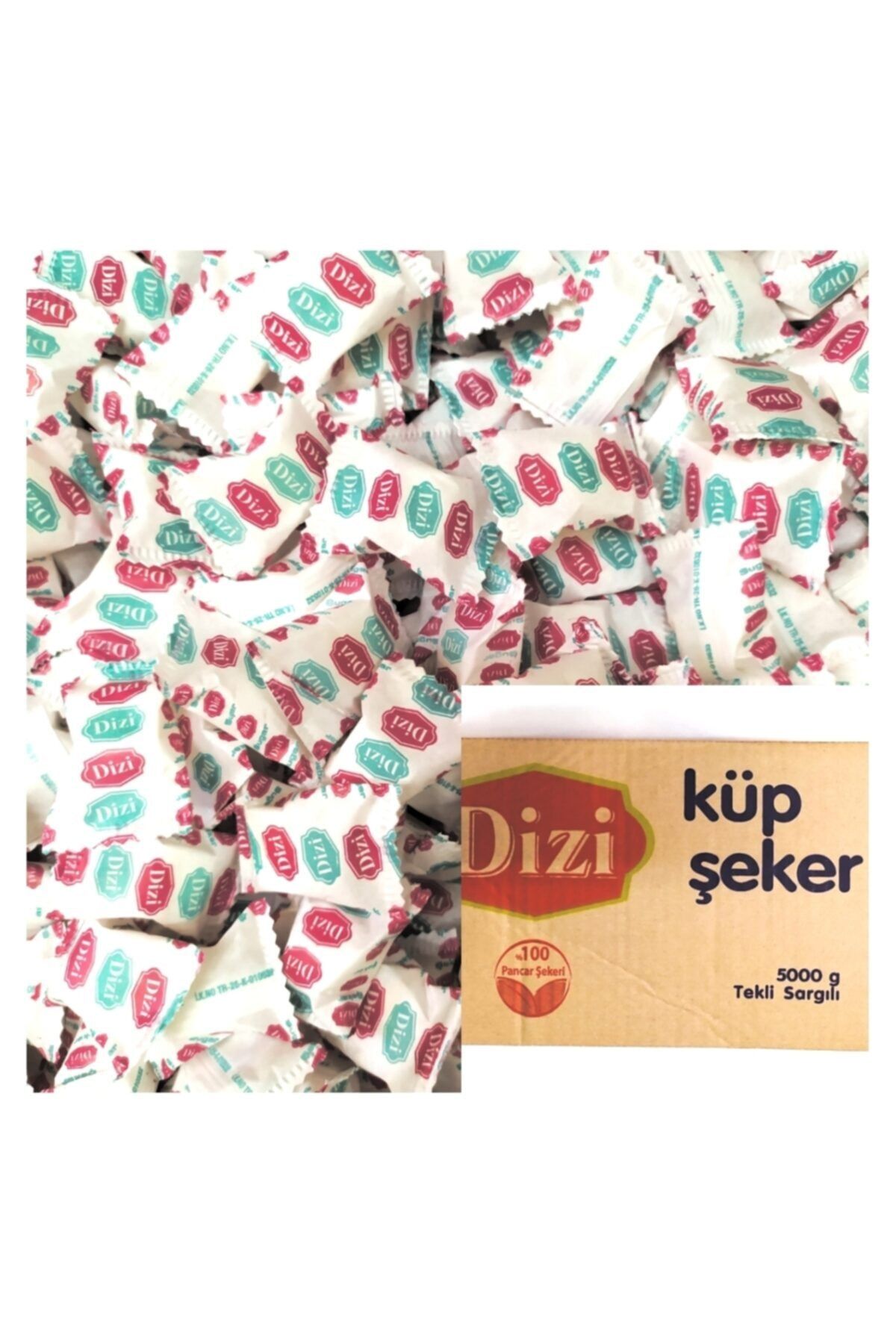 DİZİ Tek Sargılı Küp Şeker 5 Kg. Kağıt Sargılı Ofis Şekeri