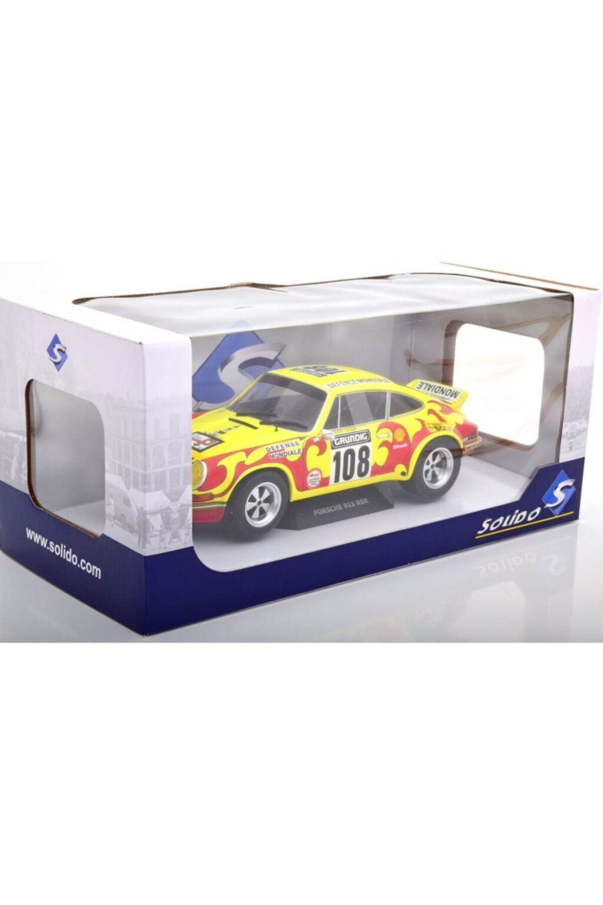 Porsche 1/18 1973 Rsr Tour Auto #108 Solido Dıecast Model Araba Sarı Renk-kırmızı Desenli