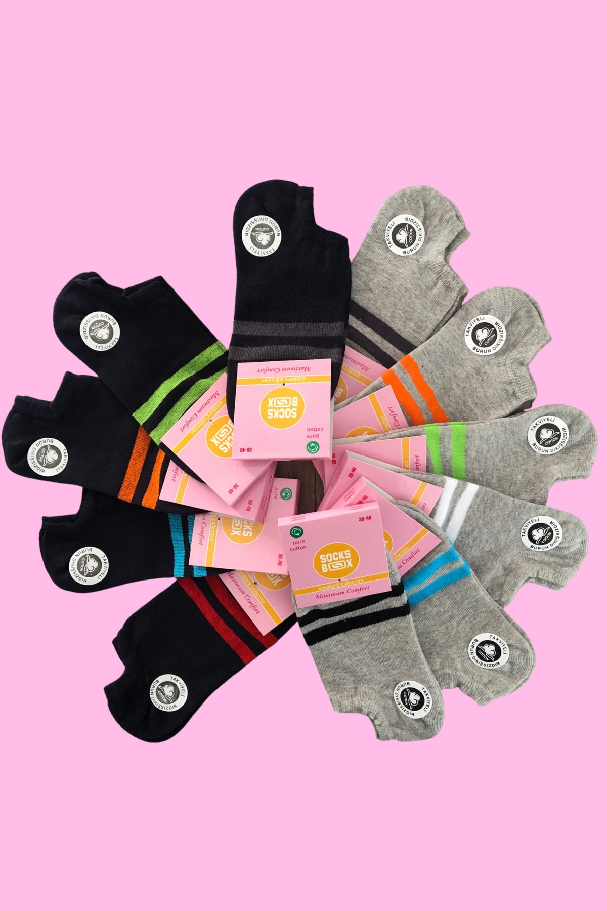 socksbox 12'li Kadın Sneakers Görünmez Dikişsiz Çorap