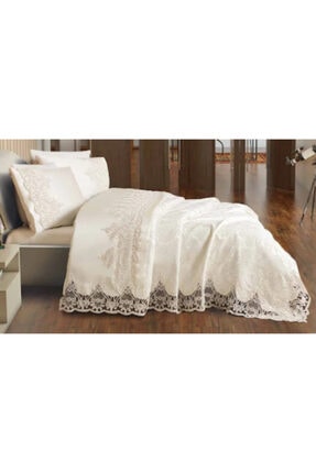 venedik fransız dantelli pike seti yatak örtüsü