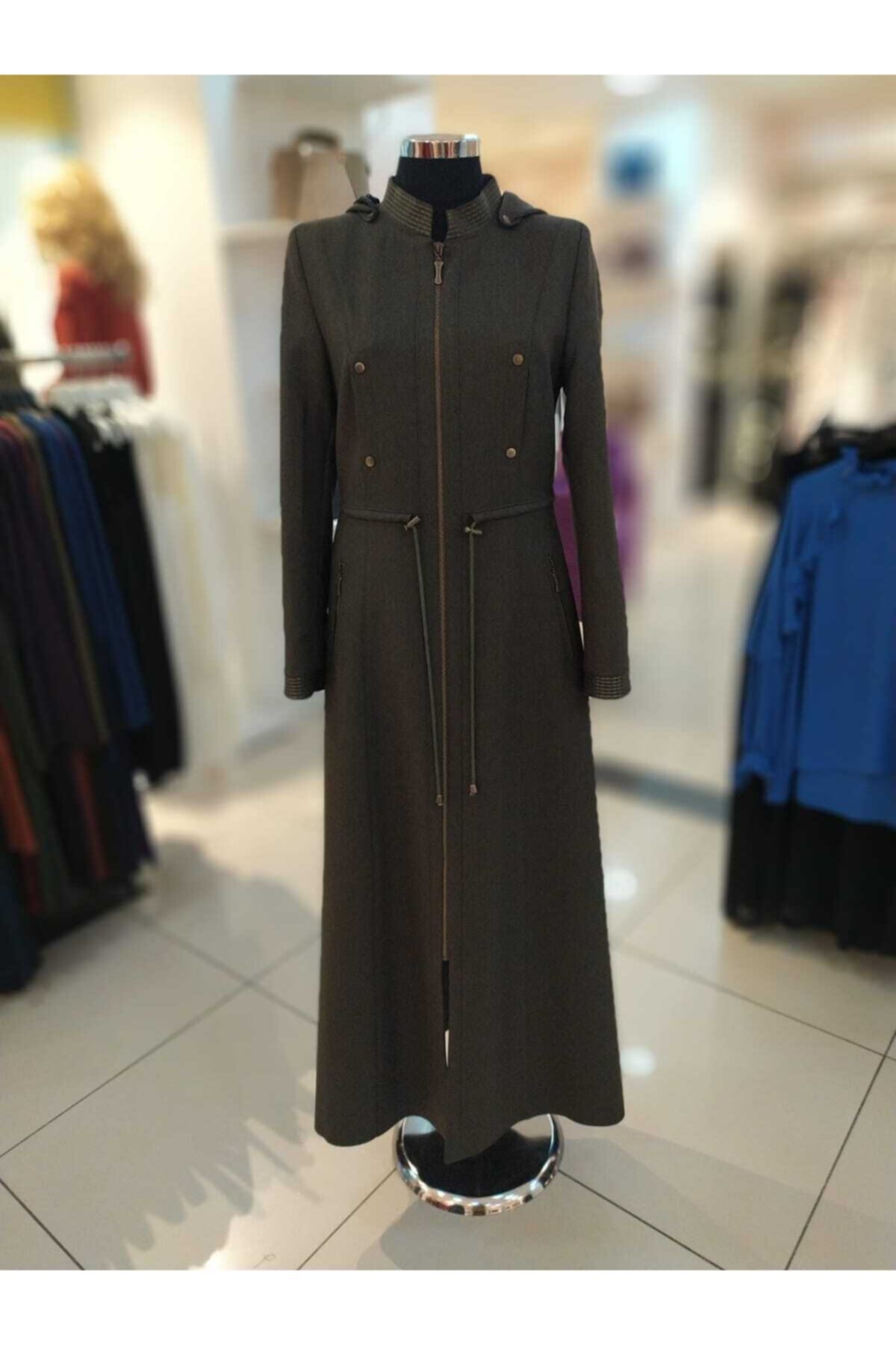 SELAM Fermuarlı Mevsimlik Astarlı Haki Pardesü