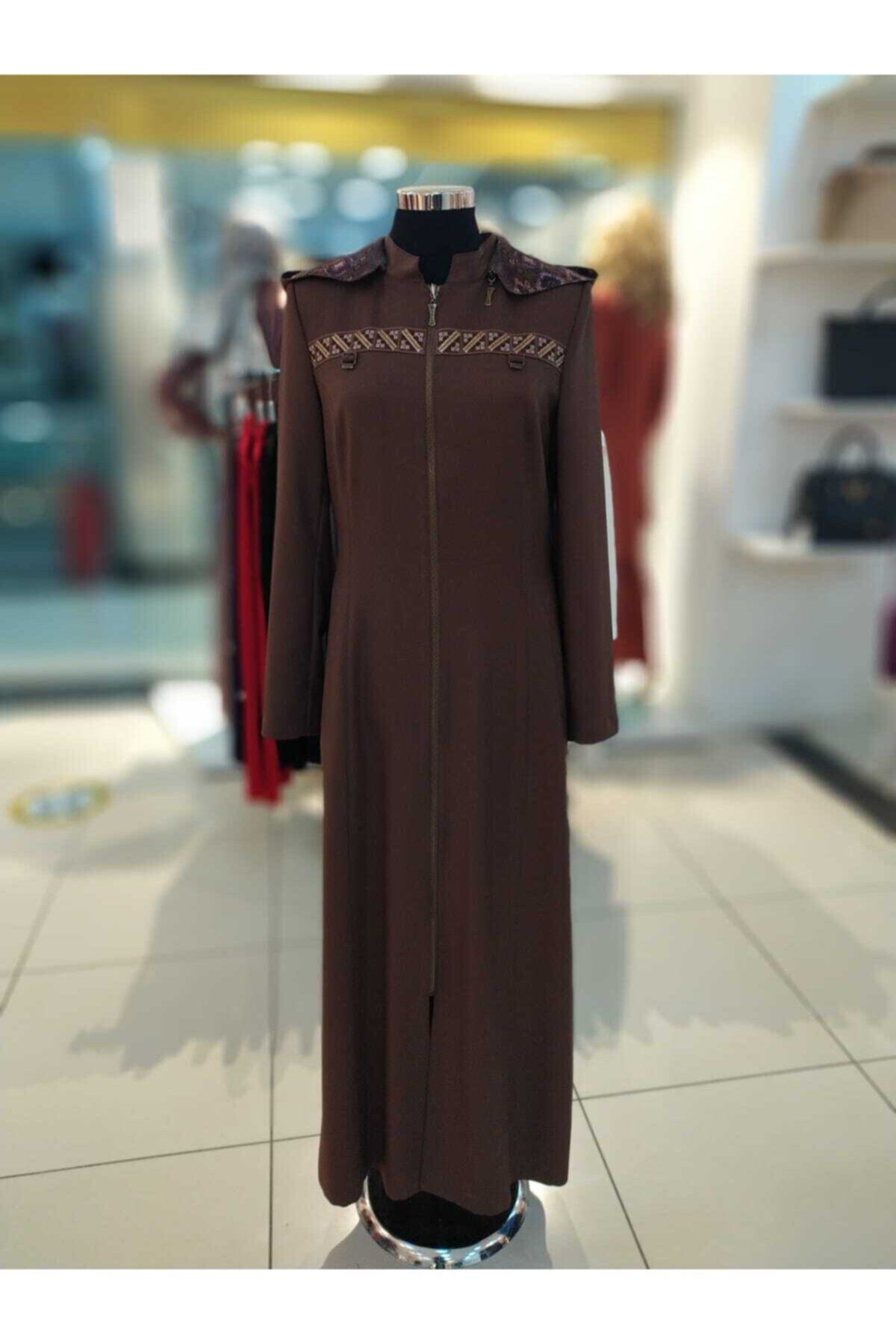 SELAM Kadın Pardesü Fermuarlı Taba Çıkartılabilir Kapüşonlu