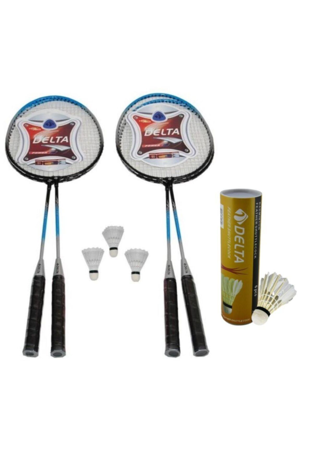 Delta 4 Badminton Raketi 6 Kaz Tüyü & 3 Plastik Badminton Topu