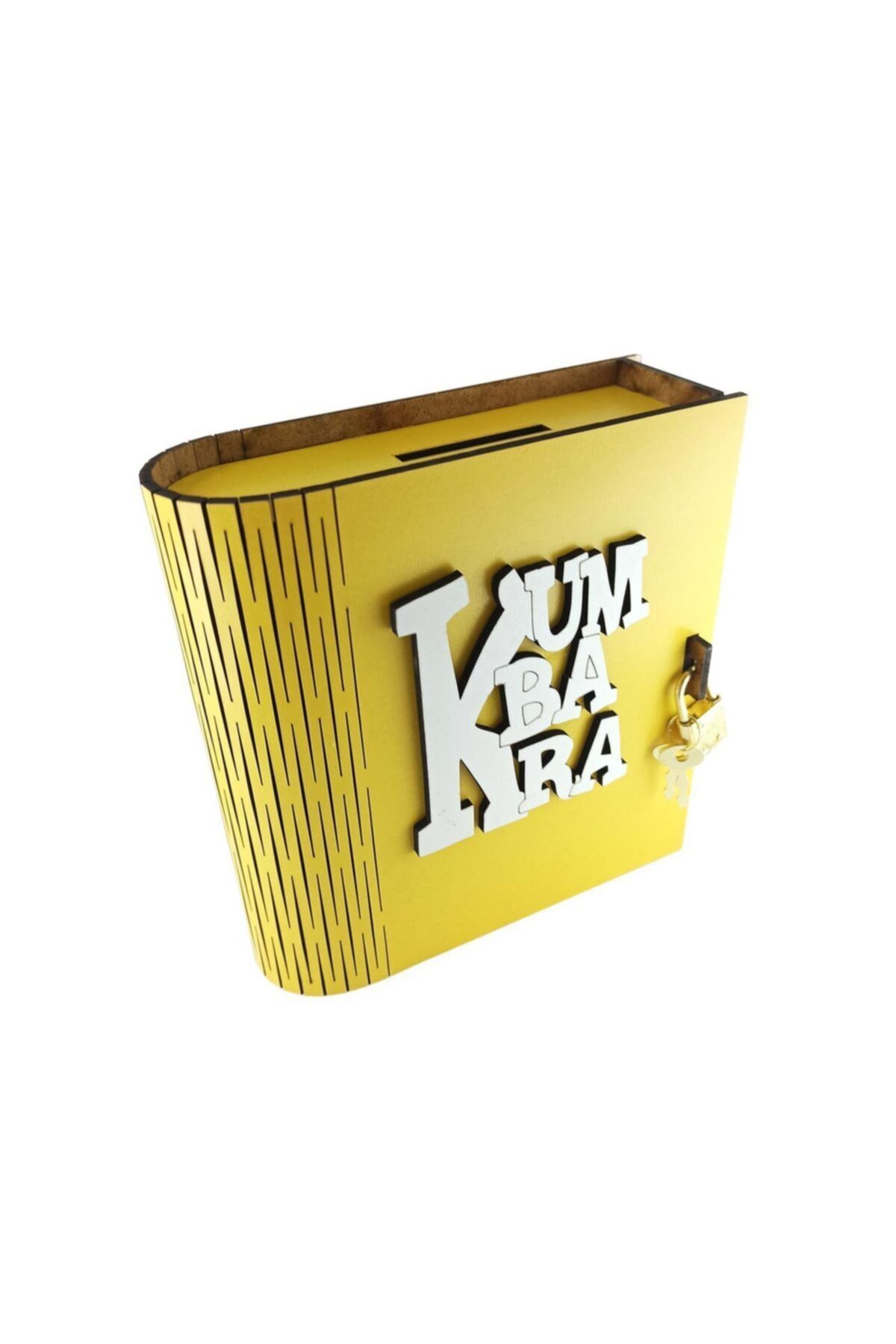 Özel Yapım Ahşap Kitap Görünümlü Kumbara Sarı
