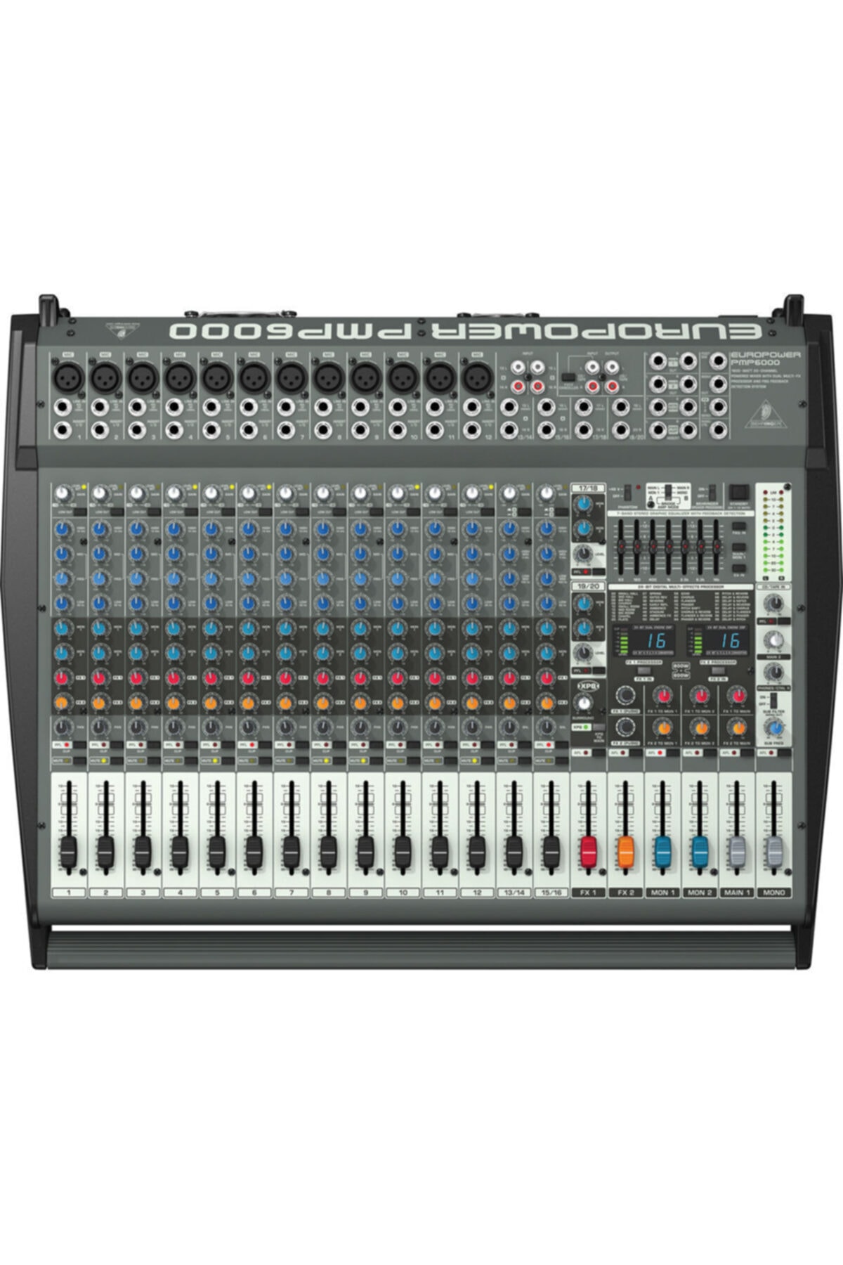Behringer Pmp6000 1600-watt 20-channel Powered Mixer Dual Multi-fx Processor Fbq Feedback System