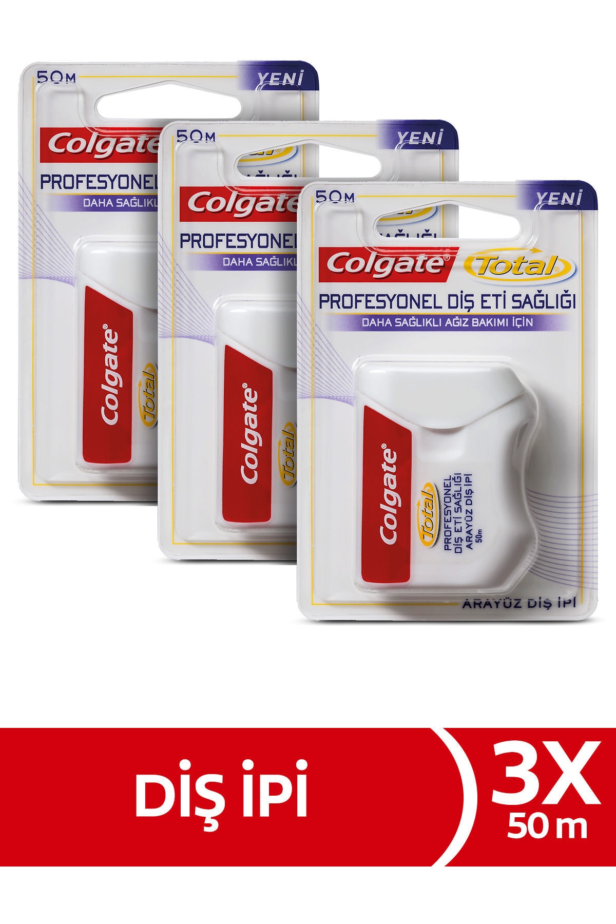 Colgate Total Profesyonel Diş Eti Sağlığı Arayüz Diş İpi 50 m x 3 Adet
