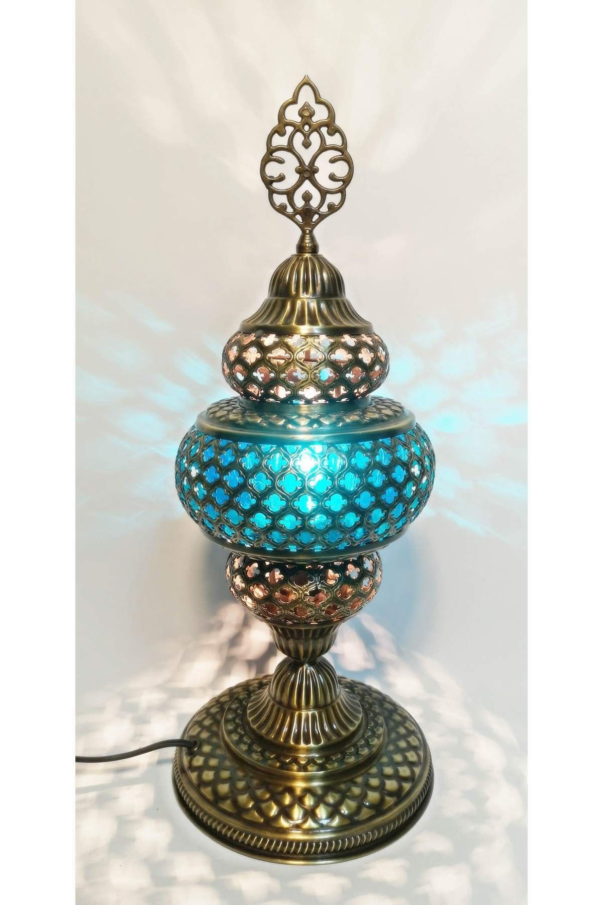 the istanbul lamp Otantik Osmanlı Dekoratif Gece Lambası Pirinç Mavi