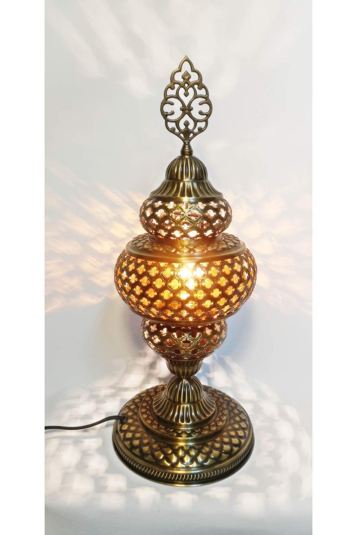 the istanbul lamp Otantik Osmanlı Dekoratif Gece Lambası Pirinç Turuncu