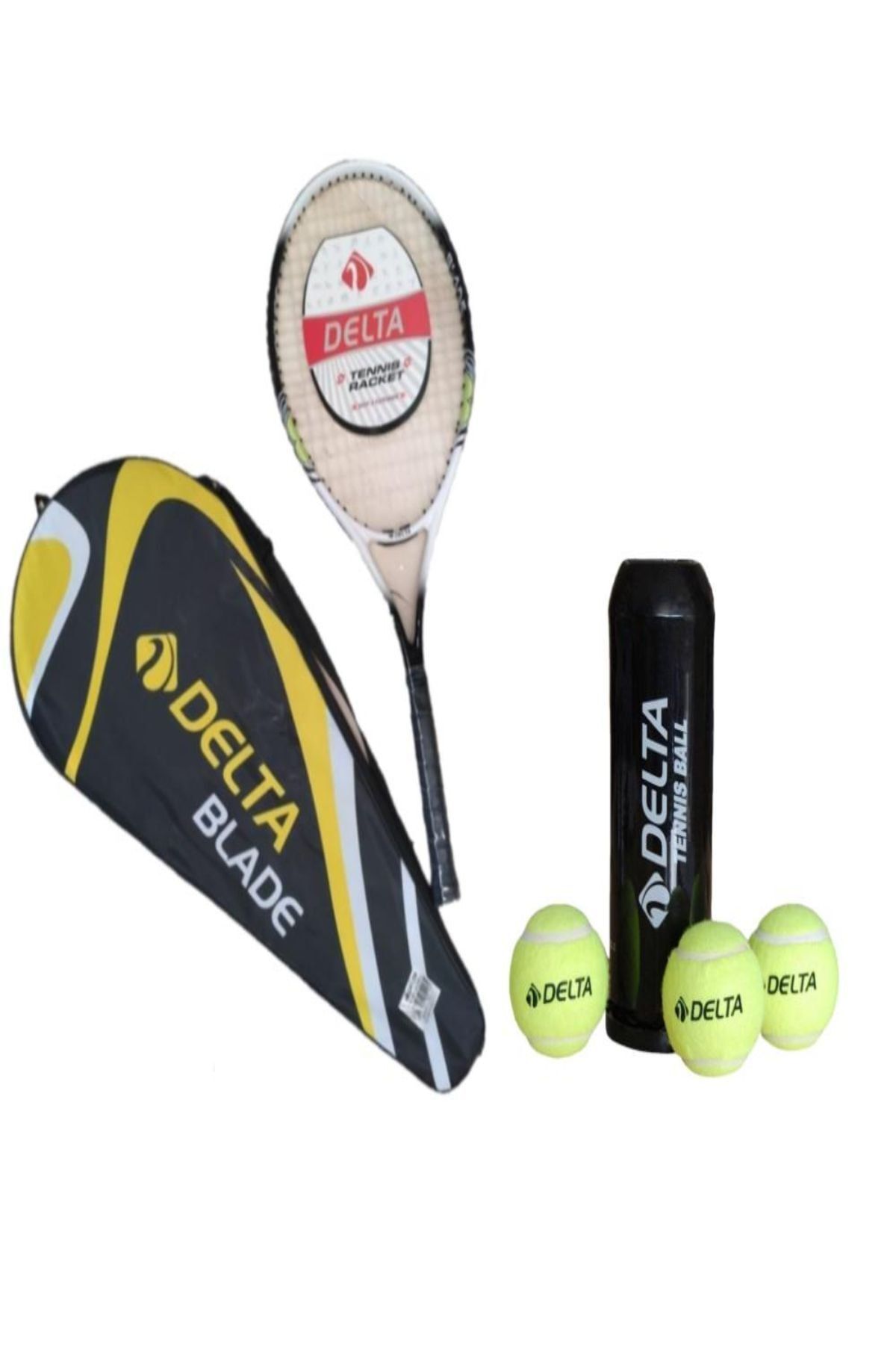 Delta Blade 27 Inç Tek Parça L1 Kort Tenis Raketi 3 Adet Tenis Maç Topu