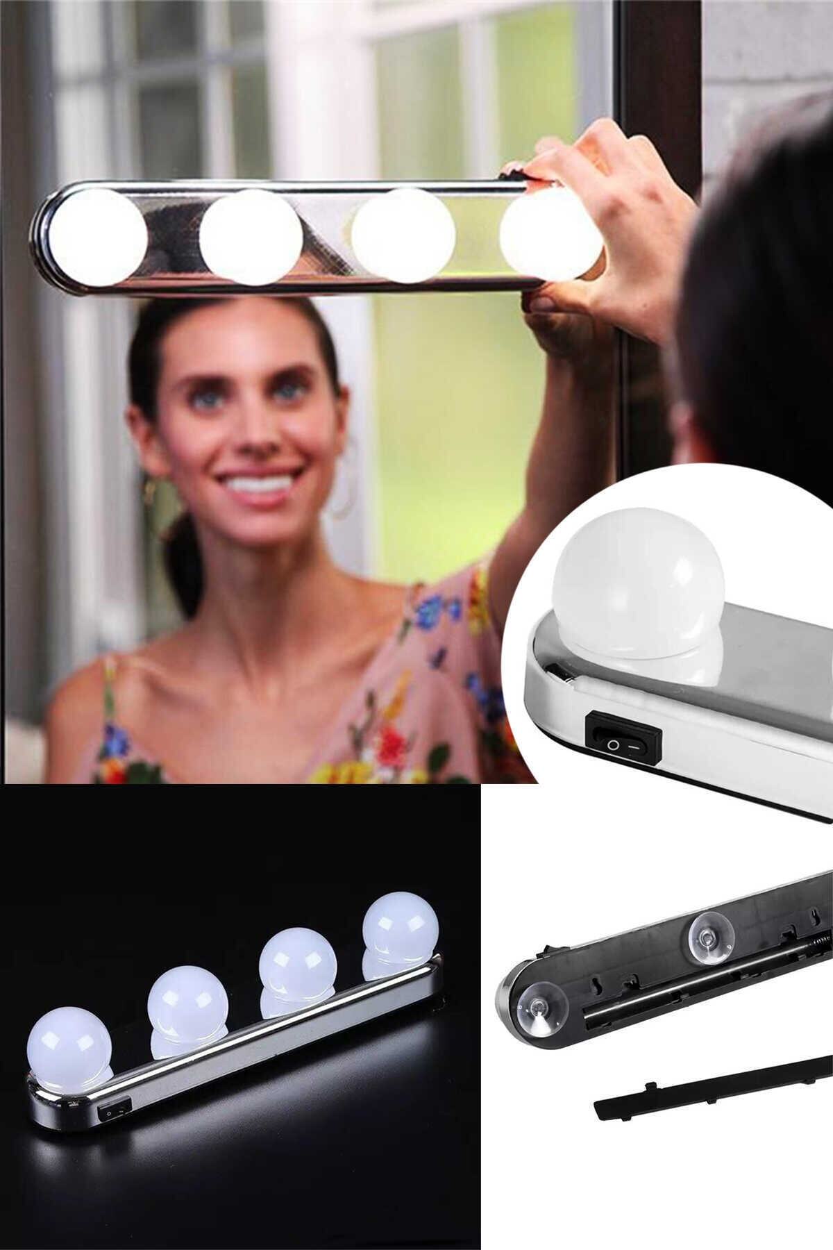 Keyfi Sepet 4'ledli Vantuzlu Portatif Makyaj Aynası Işığı