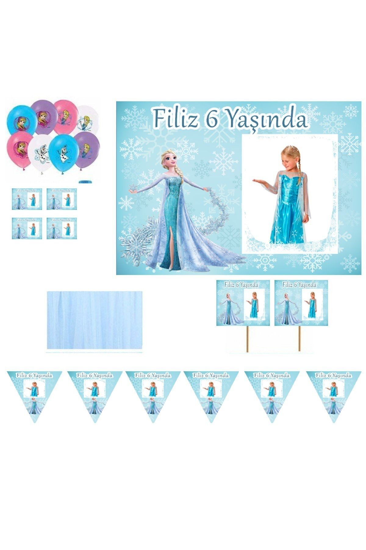 Hayaller Dükkanı Elsa Doğum Günü Süsleme ve Magnet Parti Seti