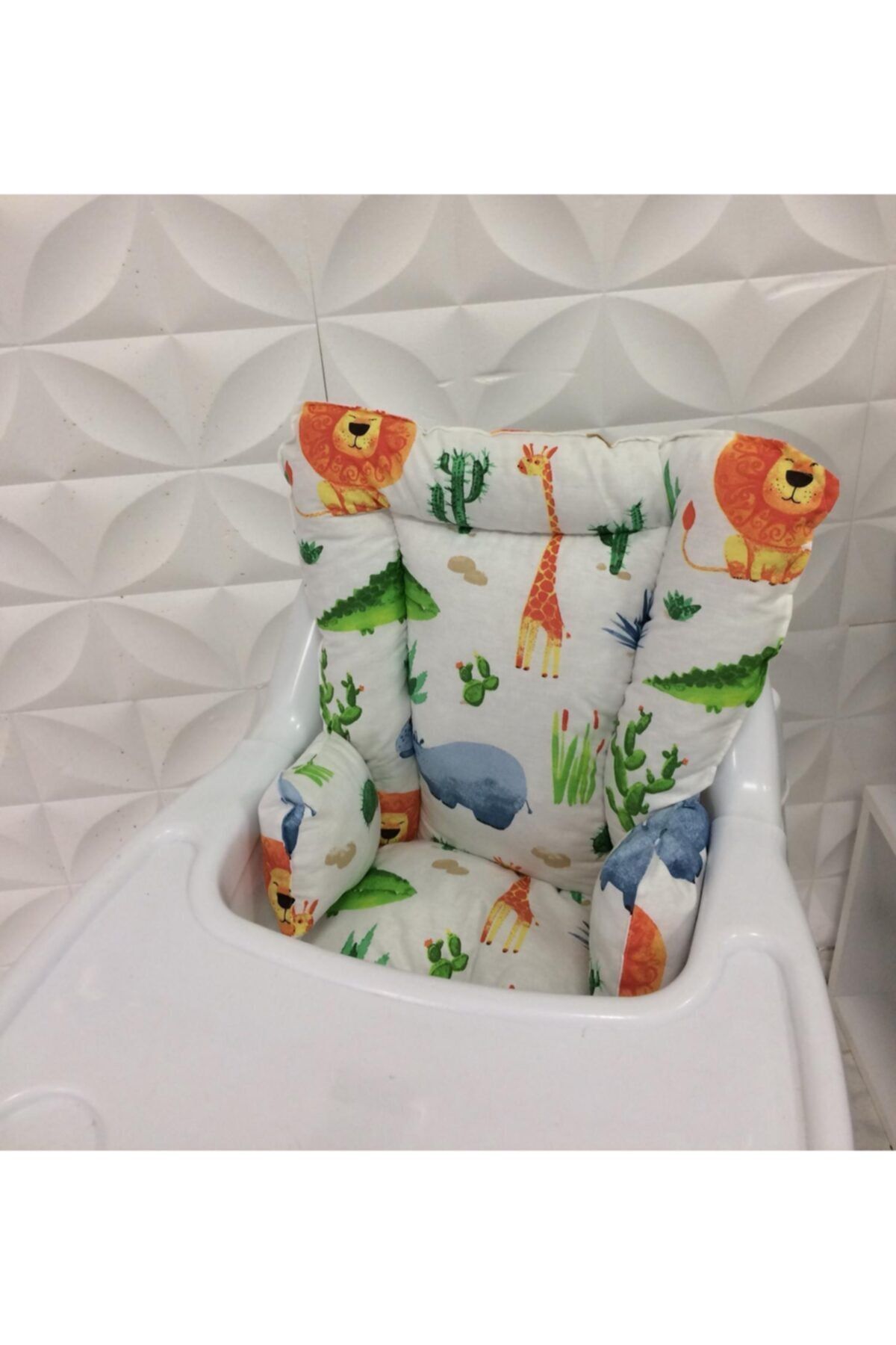 Ege HOME Decoration&Accessories Safari Beyaz Desen Mama Sandalyesi Minderi