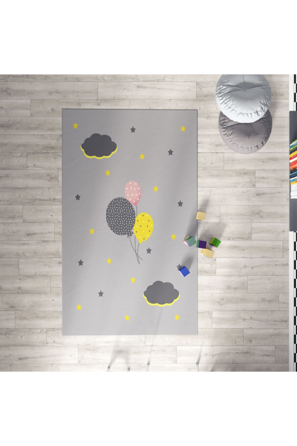 MEKTA HOME Gri Balon Çocuk Ve Bebek Odası Halısı Mkth-007