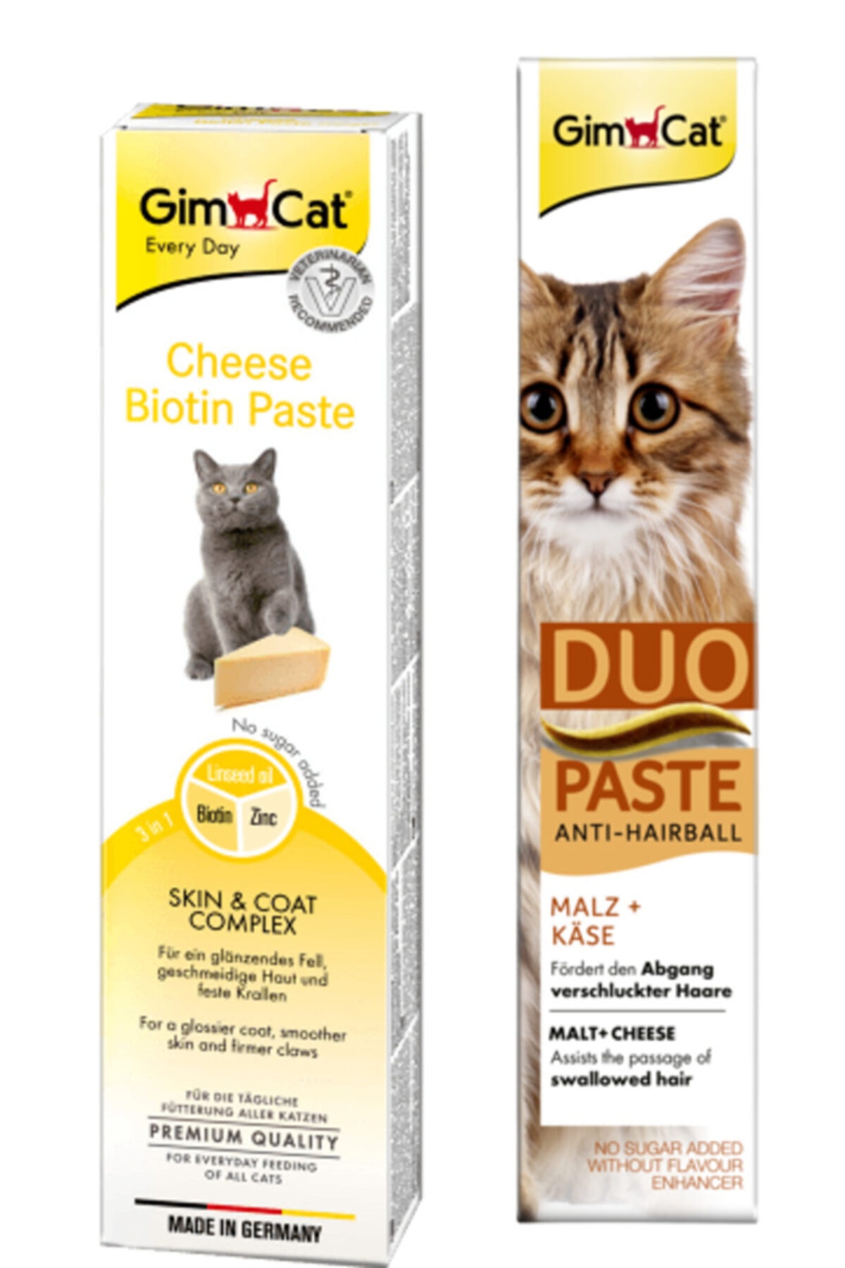 Gimcat Cheese Paste Biotin Peynirli Kedi Macunu 50 Gr + Duo Paste Peynirli Malt 50 Gr