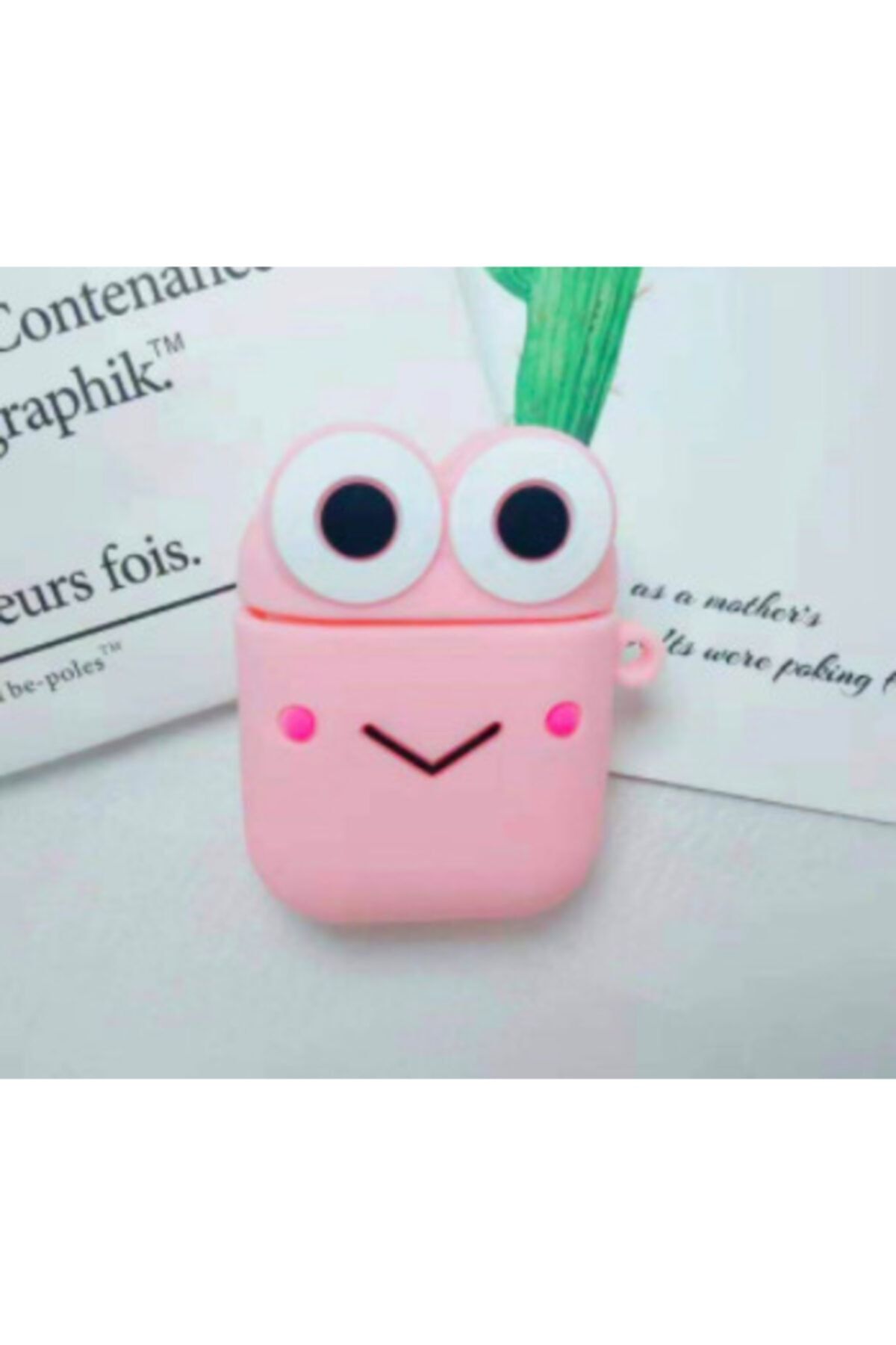 BtTech Apple Airpods 1-2 Kılıfı 3d Karikatür Pembe Sevimli Kurbağa