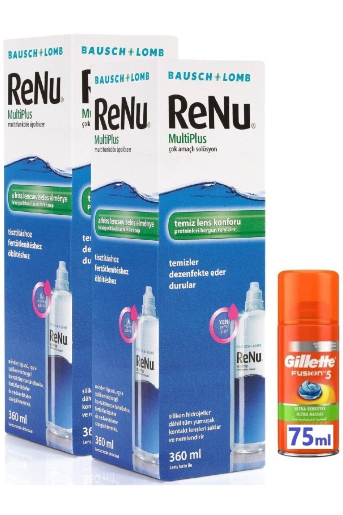Renu 360ml X 2 Adet  Gillette Fusion Tıraş Jeli Ultra Hassas 75ml