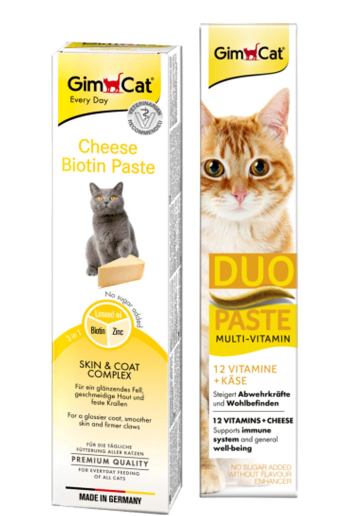 Gimcat Cheese Paste Biotin Peynirli Kedi Macunu 50gr + Duo Paste Peynirli Kedi Macunu 50gr