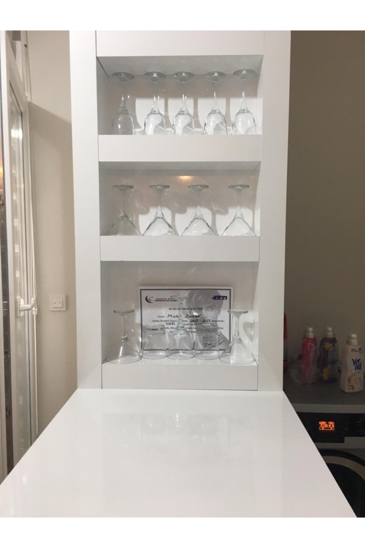Arwell Beyaz Mutfak Bar Masası Ön Bardaklı