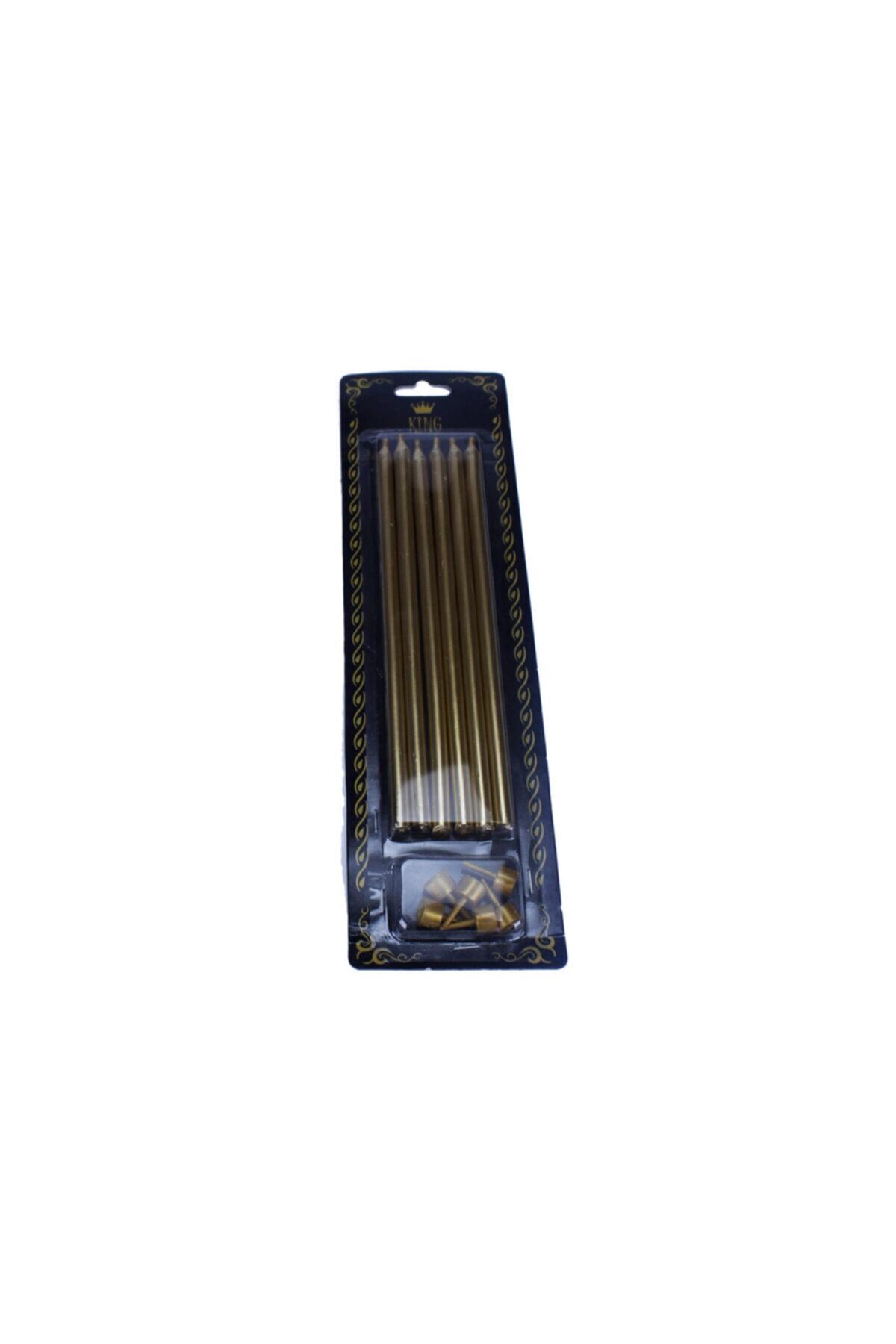 Eminonutoptanci Gold Uzun Boy Doğum Günü Pasta Mumu  18 cm  6 Adet