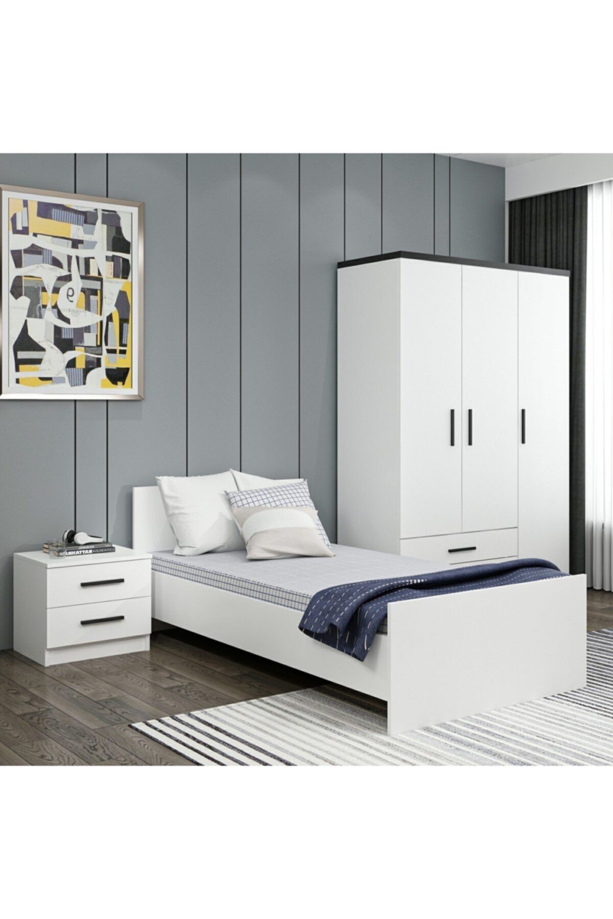 Minar Beyaz Genç Odası Takımı Set 2 -