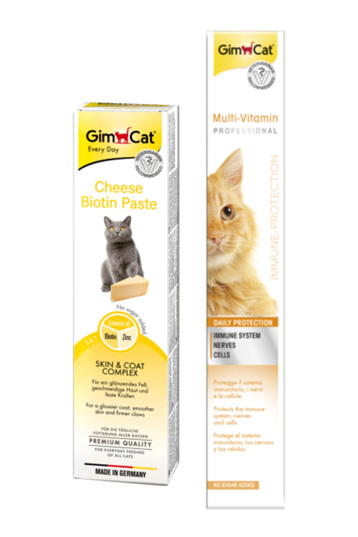 Gimcat Cheese Paste Biotin Peynirli Kedi Macunu 50gr + Multivitamin Paste Kedi Vitamin Macunu 100gr