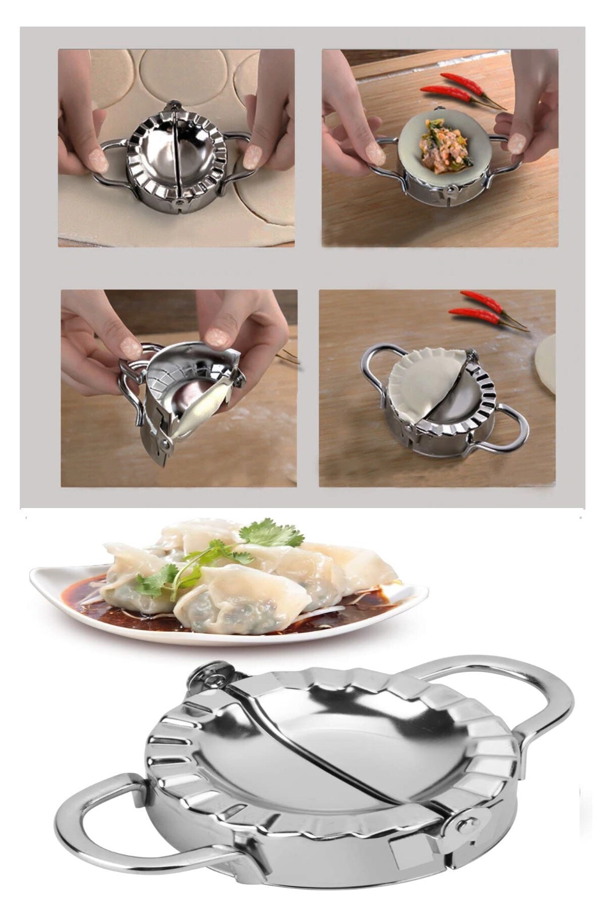 RoseRoi Börek Poğaça Mantı Ravioli Hamur Kapama Kalıp Aparatı Metal