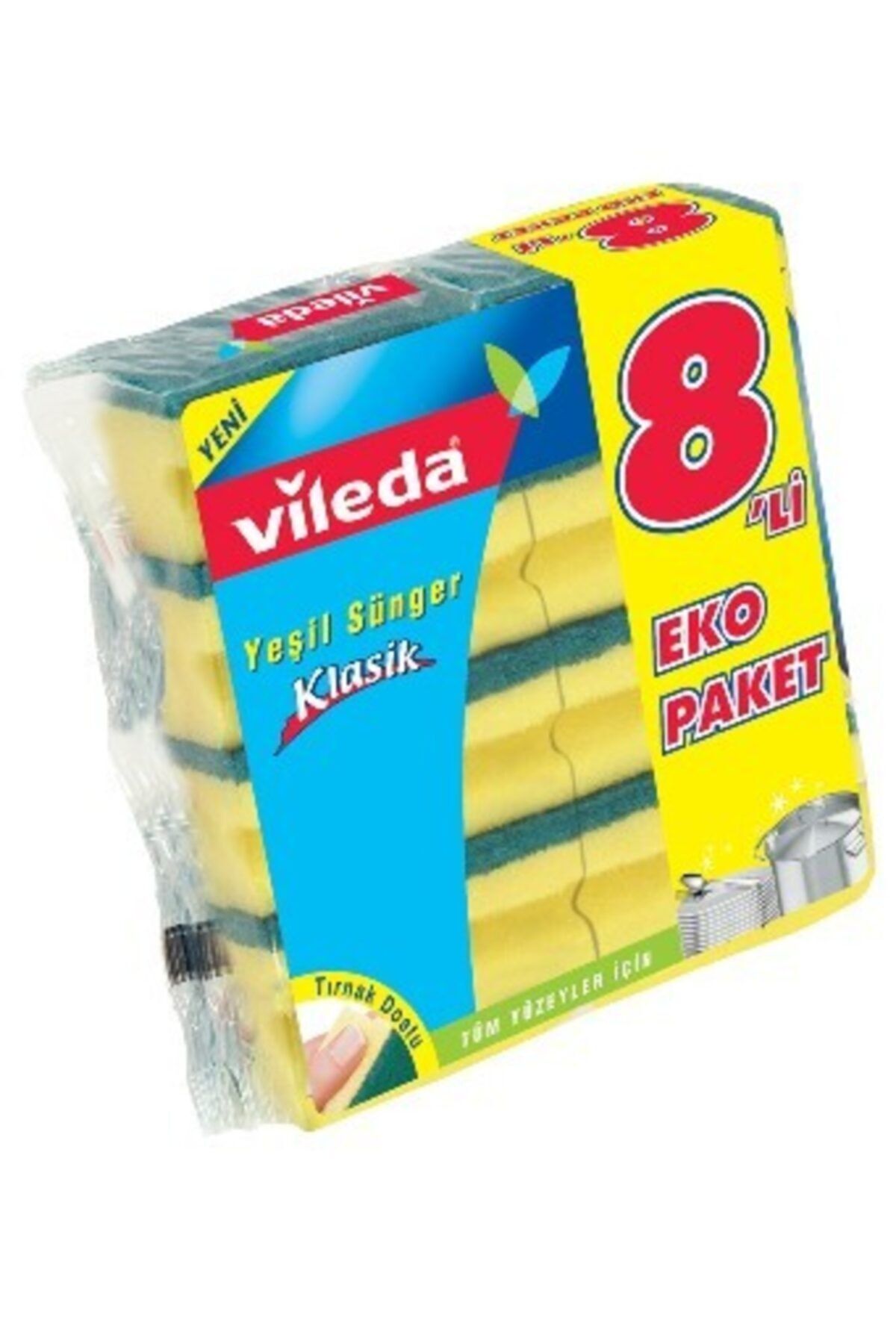 Vileda Yeşil Oluklu Bulaşık Süngeri 8'li