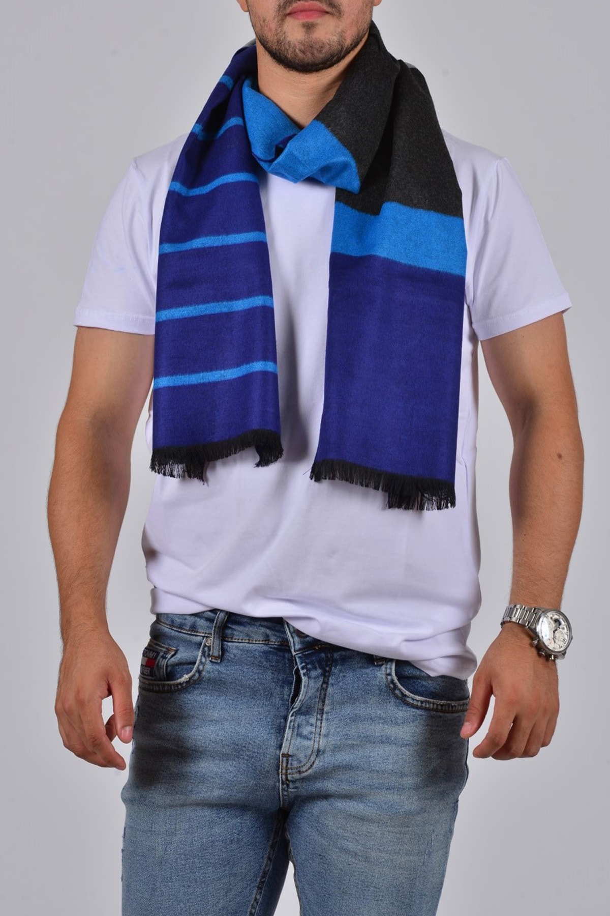 Gezgin tekstil ve aksesuar Erkek Mavi Çizgili Atkı