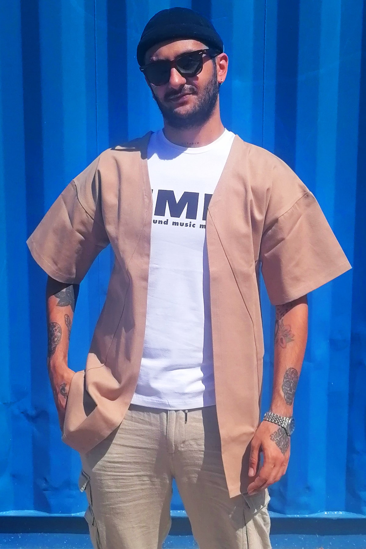 STERGA Erkek Camel Yıkamalı Salaş Kimono S-1708-20ss1717