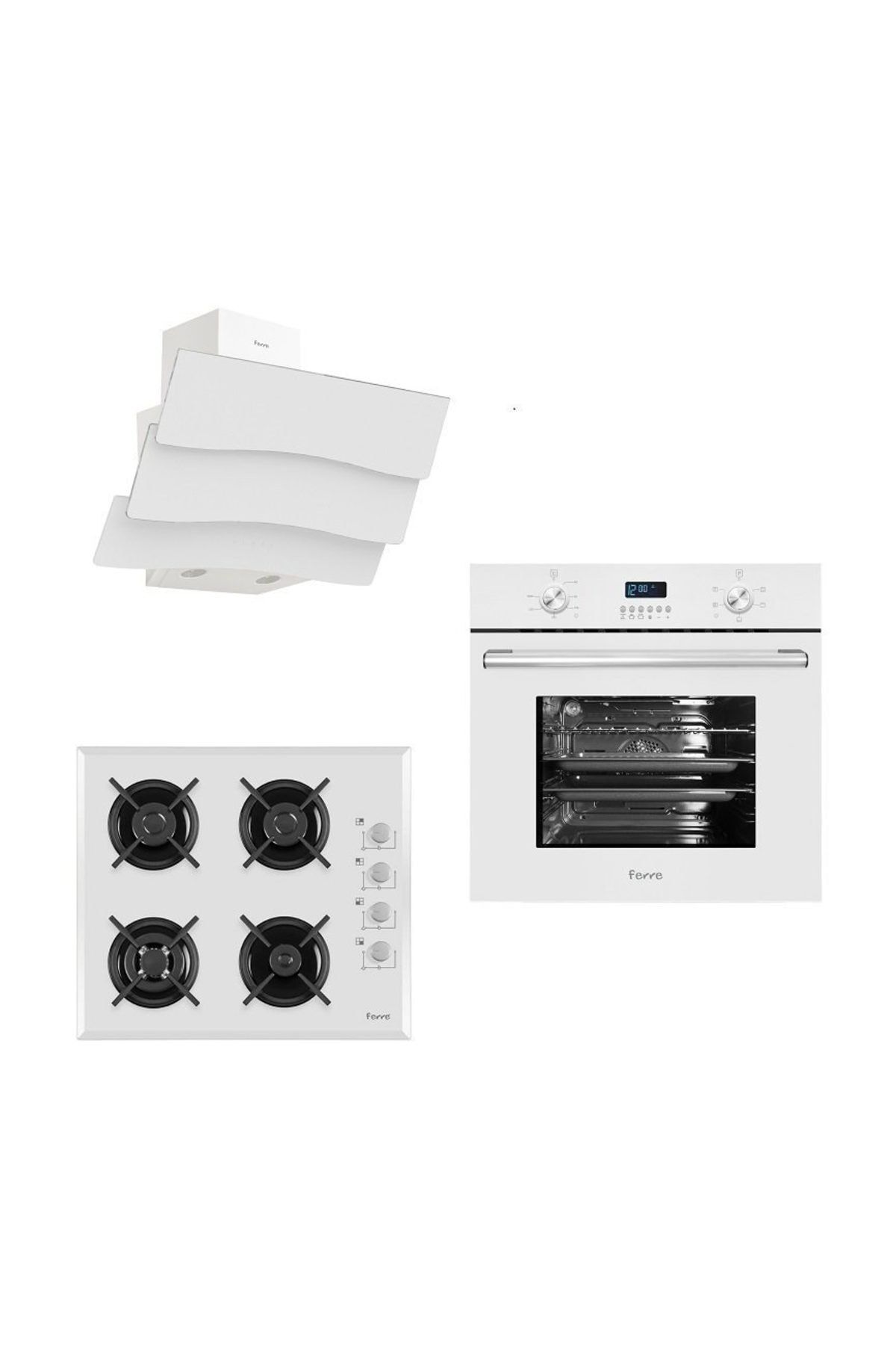 Ferre The White Magician 3'Lü Wok Ankastre Set ( 6005 + B1140WB + D024 )