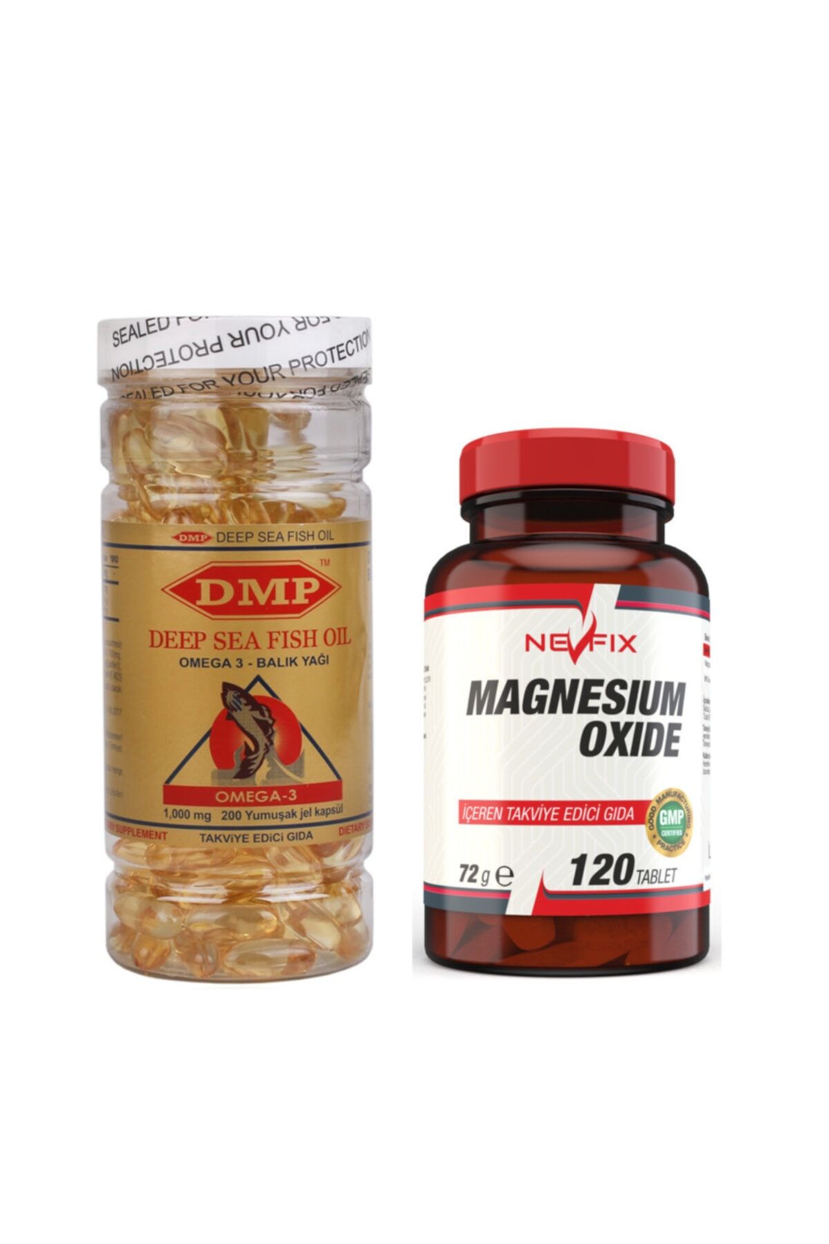 Nevfix Omega 3 Balık Yağı 1000 mg 200 Kapsül Magnesium Oksit 120 Tablet