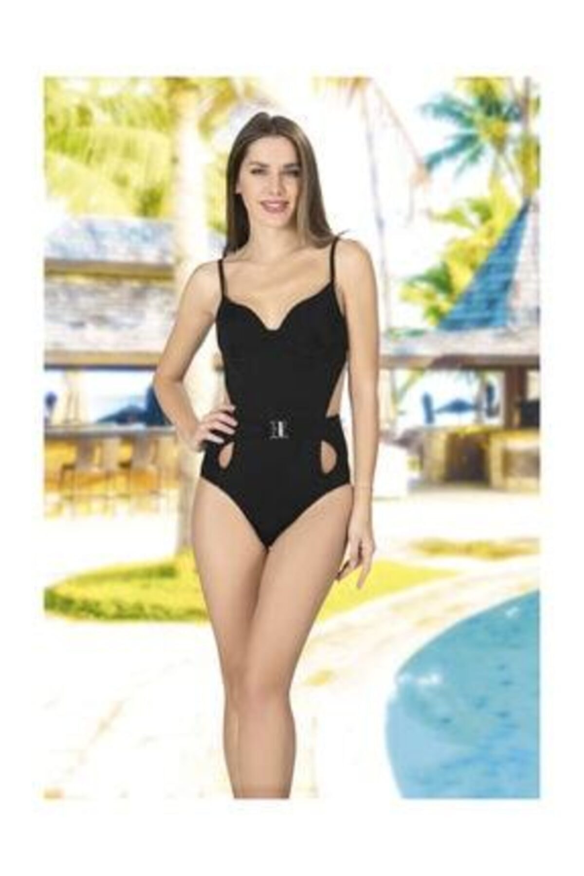 SAILOR swimwear Kadın Siyah Klipsli Mayo