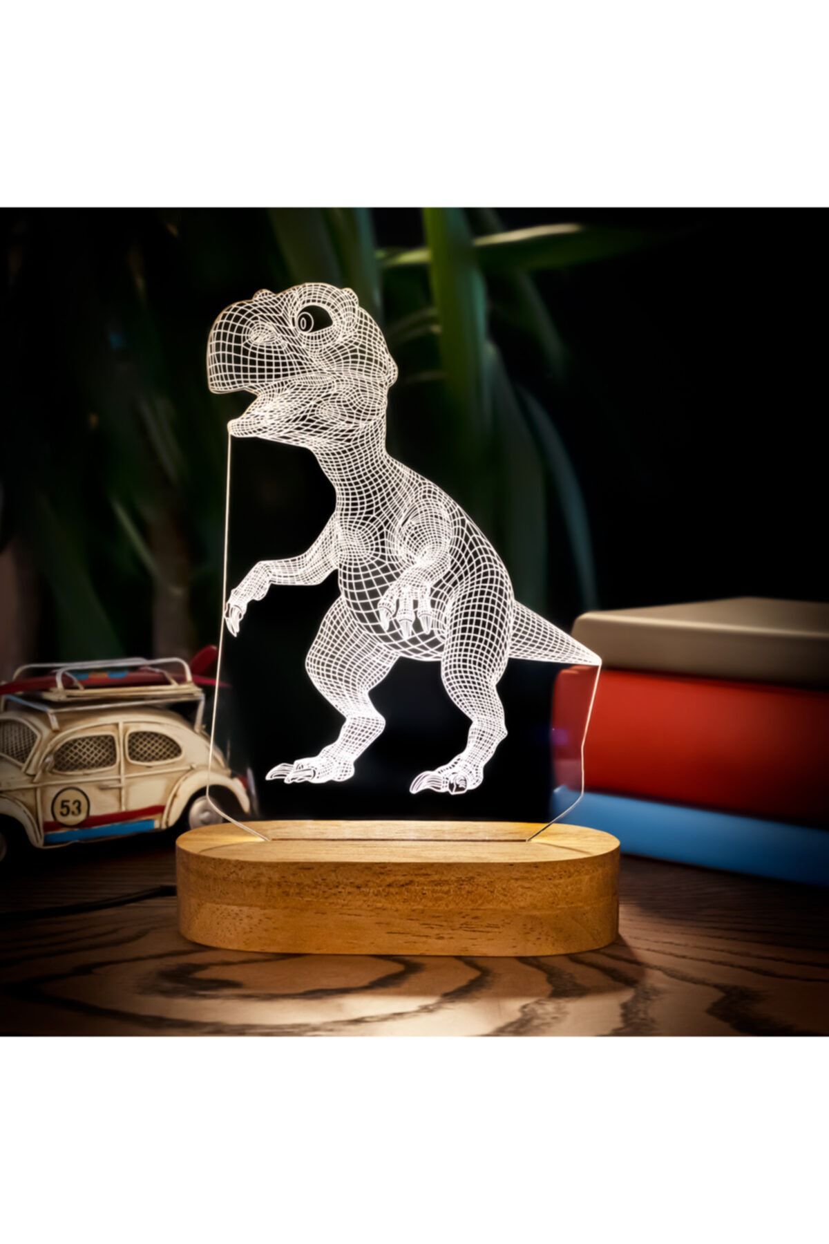 Hediyesepeti Dinozor Tasarımlı 3d Led Gece Lambası Masa Lambası