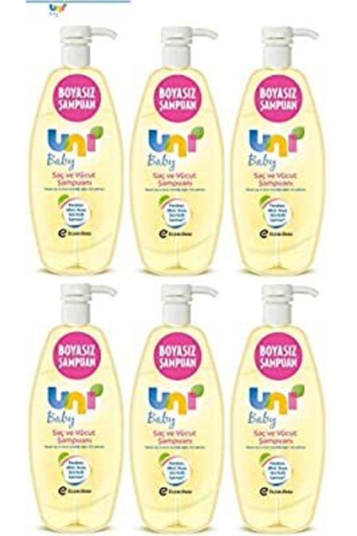 Uni Baby Şampuan 700 Ml Boyasız Pompalı Bebekler Için 6 Lı Set