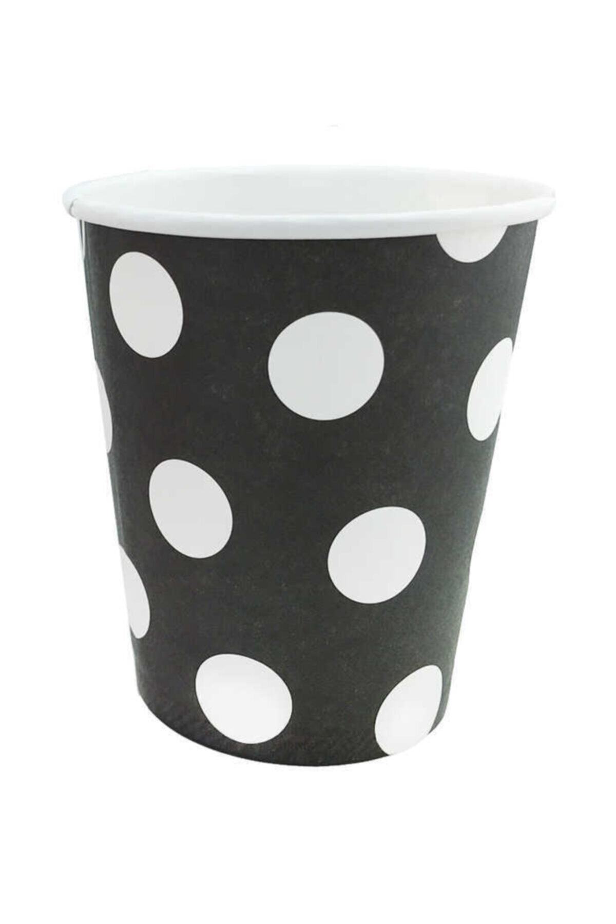 whiteavm Bardak Karton Puantiyeli Siyah 8oz P8