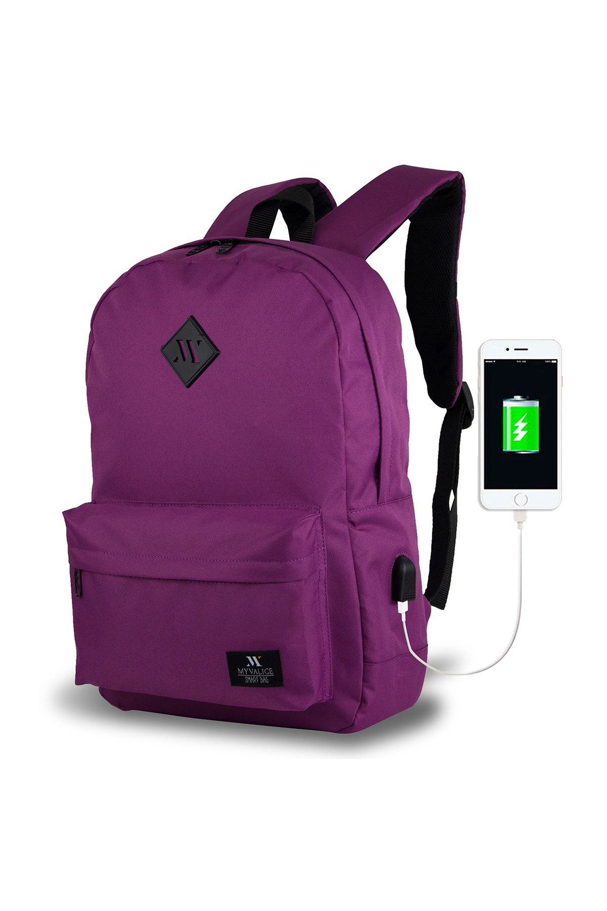 My Valice Smart Bag Specta Usb Şarj Girişli Akıllı Sırt Çantası Mürdüm