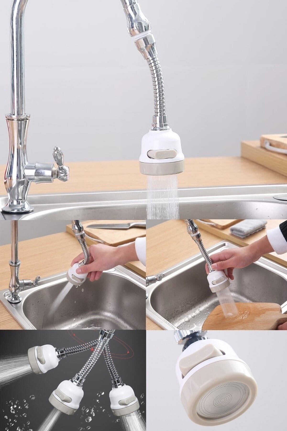 Hellomani 3 Hareketli Spiral Musluk Başlığı Lavabo Su Musluk Batarya Başlık