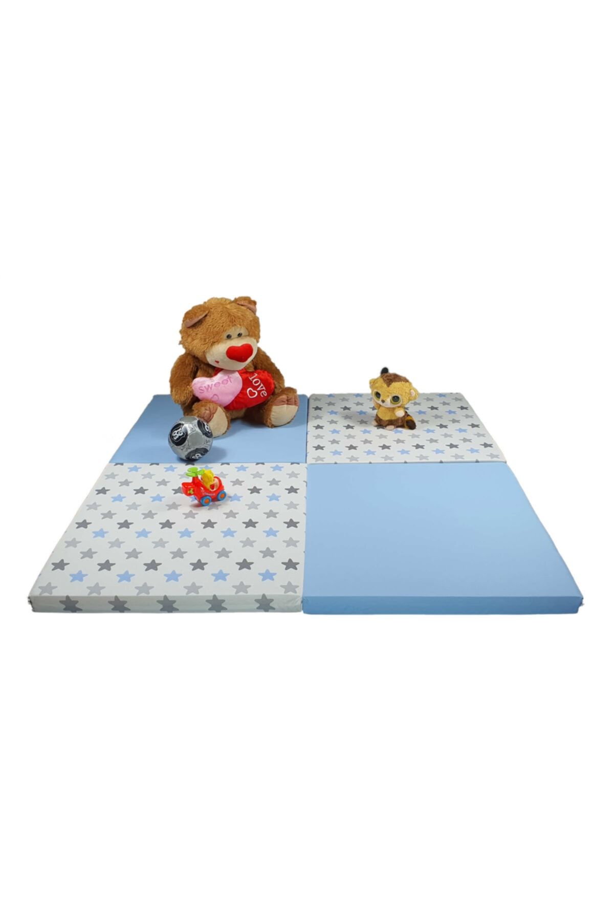 Bysay Fiesta Fiesta Katlanabilir Çocuk Oyun, Yer Minderi 120x120 Cm Renkli Yıldız (mavi)
