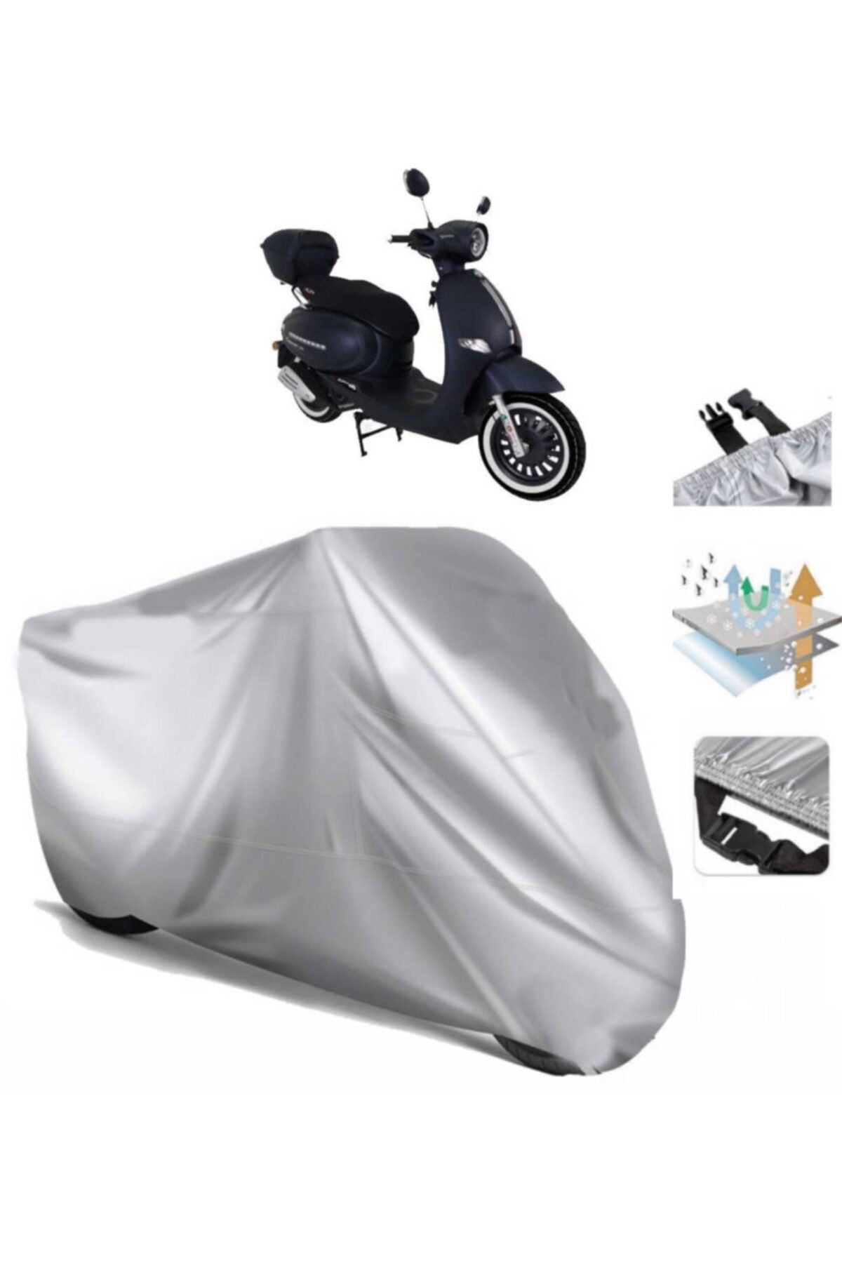CoverPlus Arora Cappucino 125 Motosiklet Brandası Motor Branda (bağlantı Tokalı)