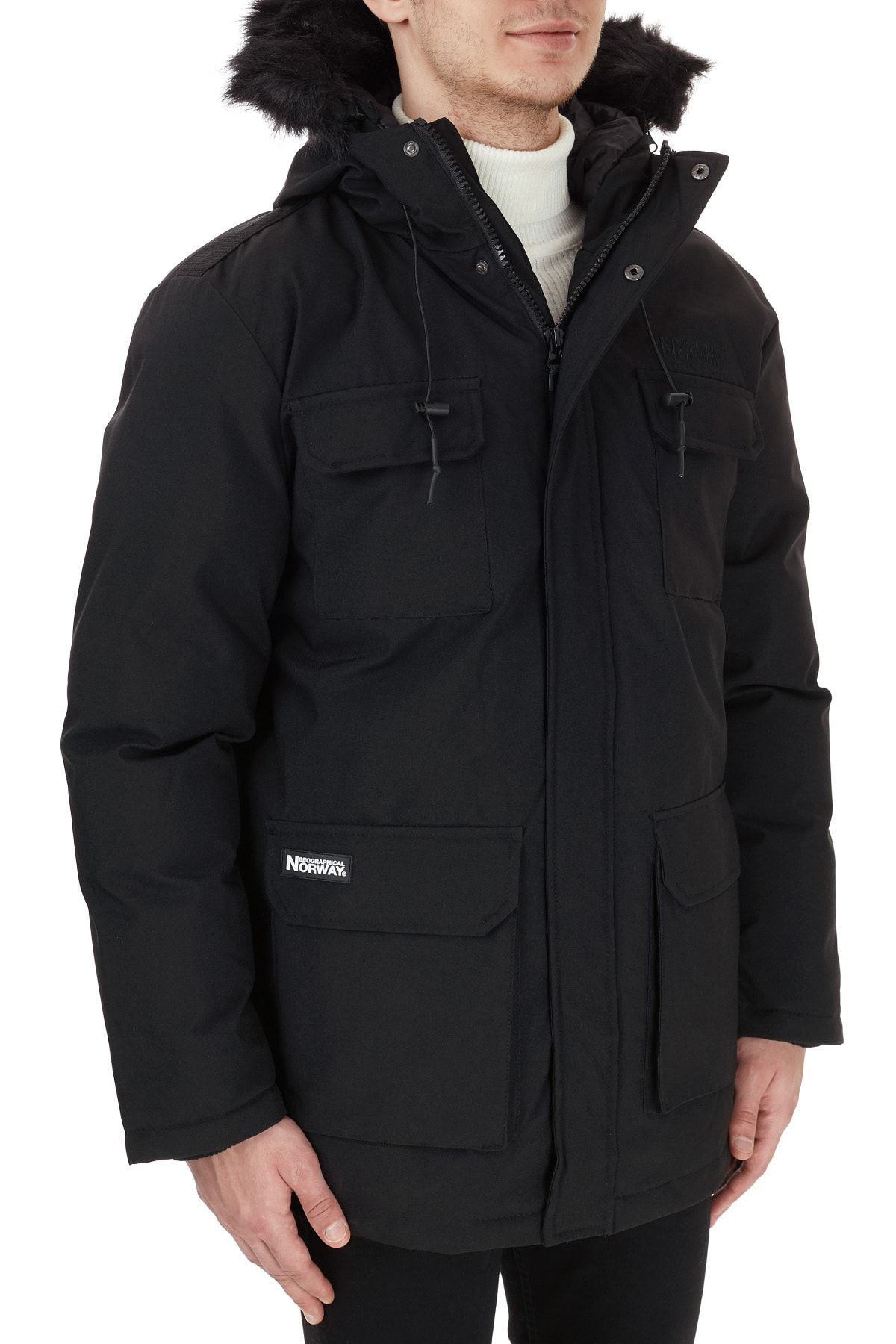 Norway Geographical Erkek Siyah Suya Dayanıklı Outdoor Parka