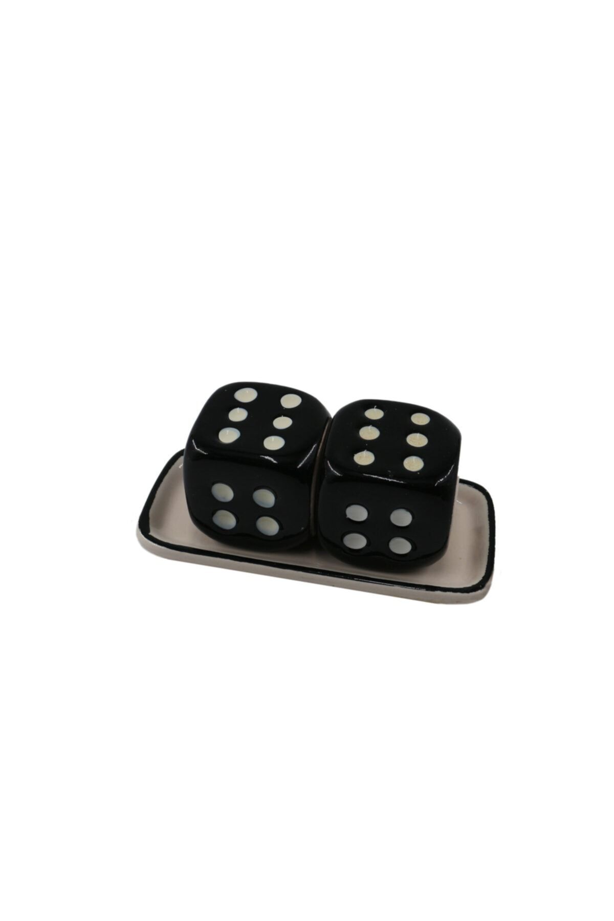 TAHTAKALE HEDİYELİK Seramik Zar Tuzluk Seti Siyah Ikili Set 5x11