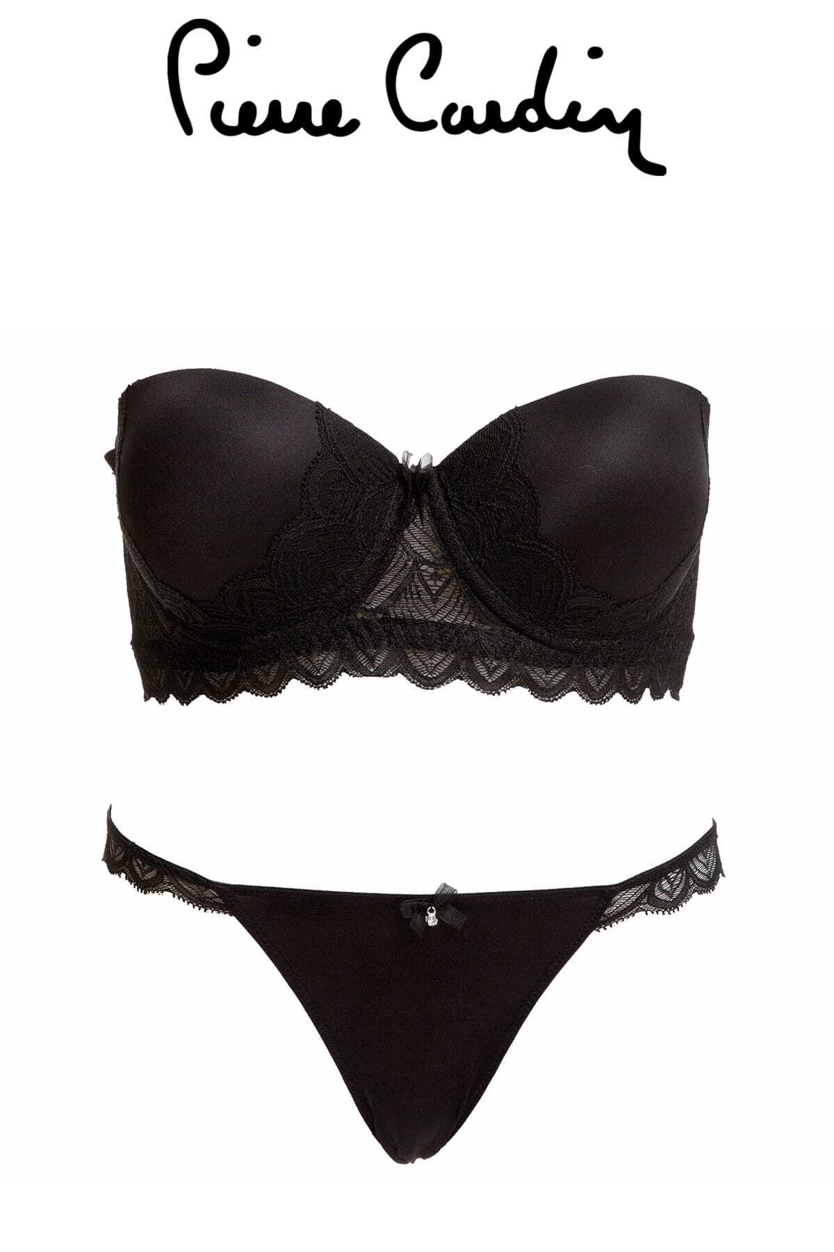 Pierre Cardin Kadın Siyah 4512 Angelic Balenli Straplez Desteksiz Sütyen Takımı
