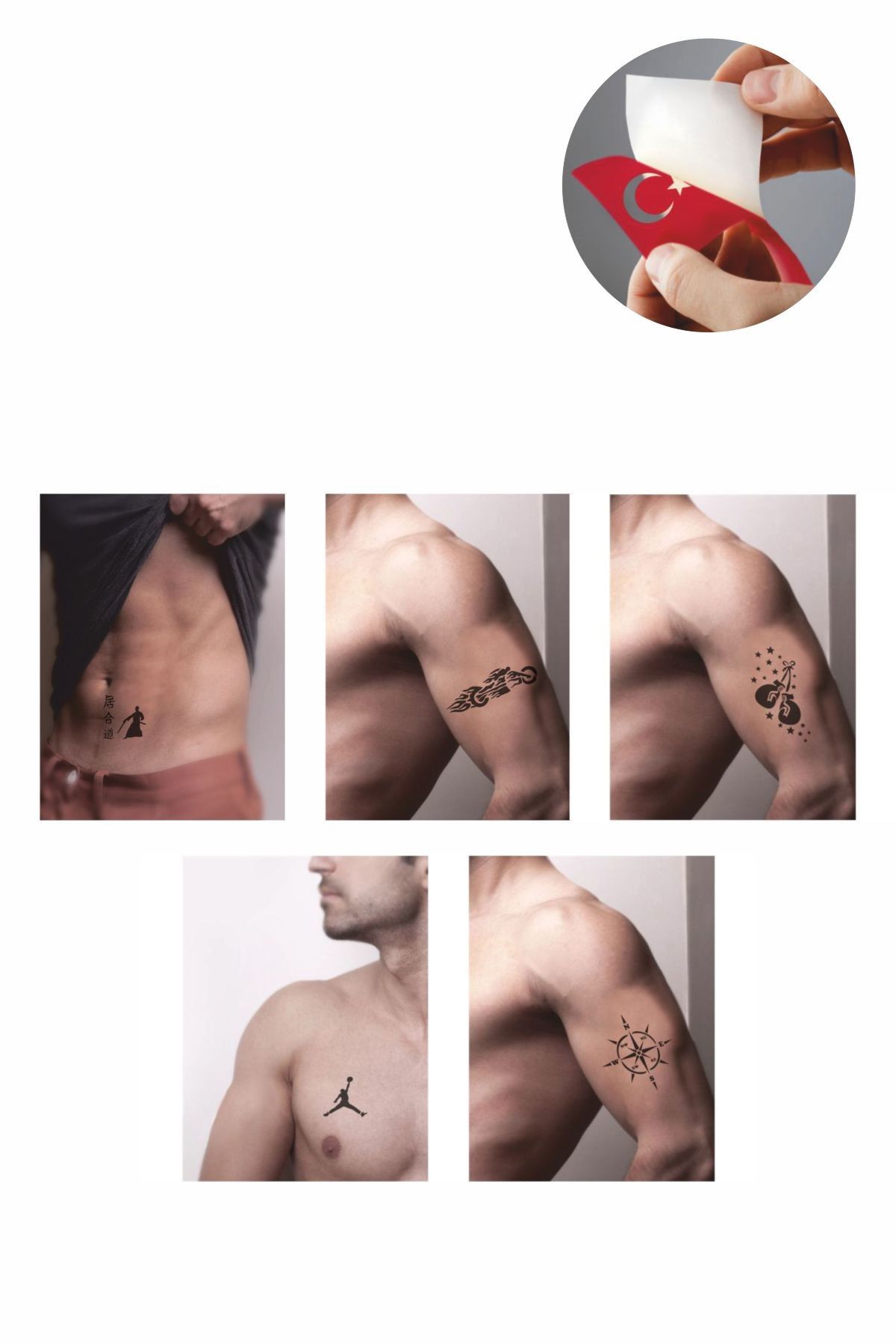 ONE SPRAY TATTOO Rotamız Spor Geçici Dövme Seti Siyah Sprey Ve 5 Desen