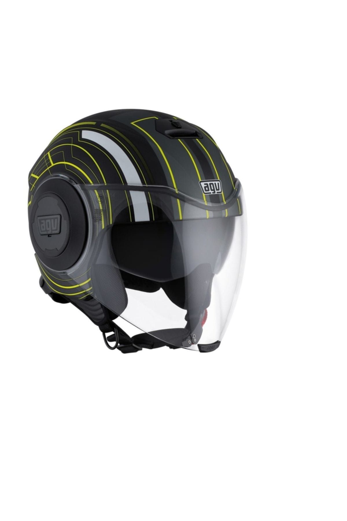 AGV Fluid Multi Chicago Matt Black Yellow Açik Kask
