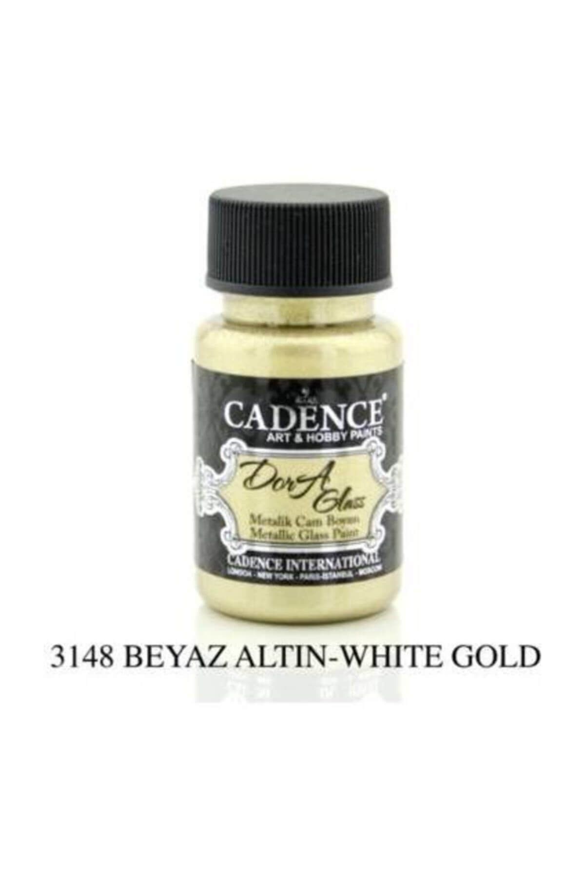 Cadence Dora Glass Metalik Cam Boyası 50 ml. 3148 BEYAZ ALTIN